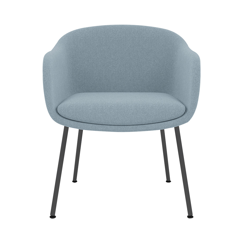 Fiber Conference Armchair: Tube Base Upholstered + Black