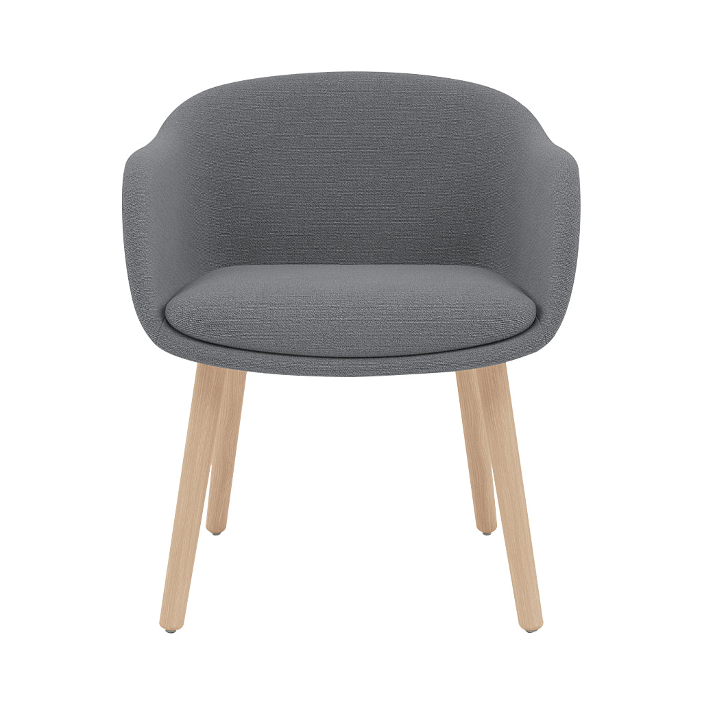 Fiber Conference Armchair: Wood Base Upholstered + Oak
