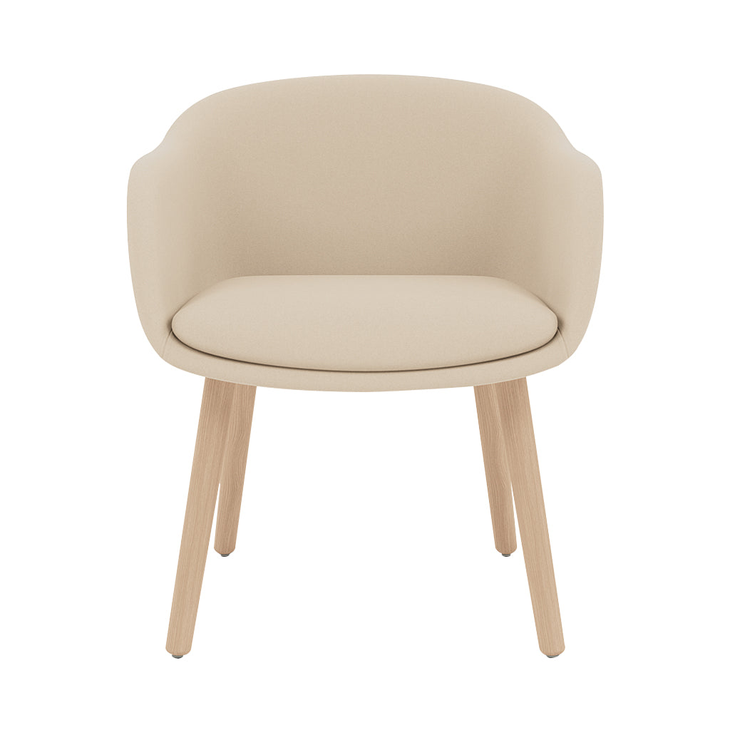 Fiber Conference Armchair: Wood Base Upholstered + Oak
