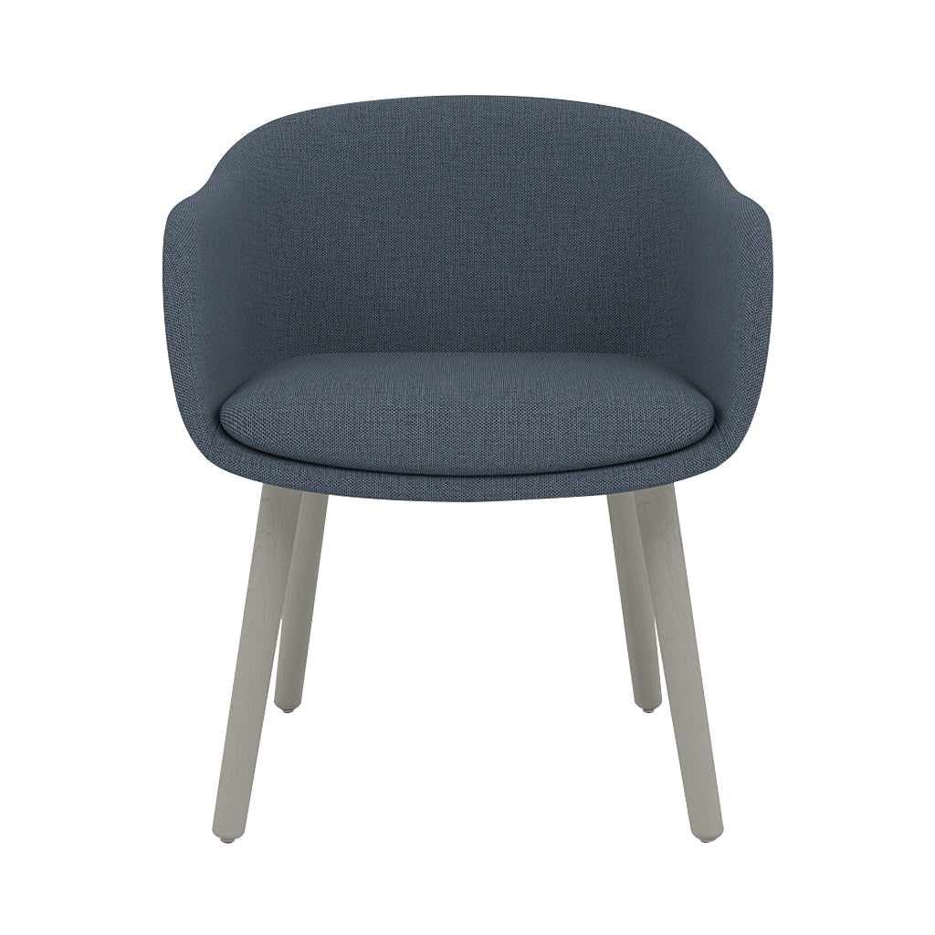 Fiber Conference Armchair: Wood Base Upholstered + Grey
