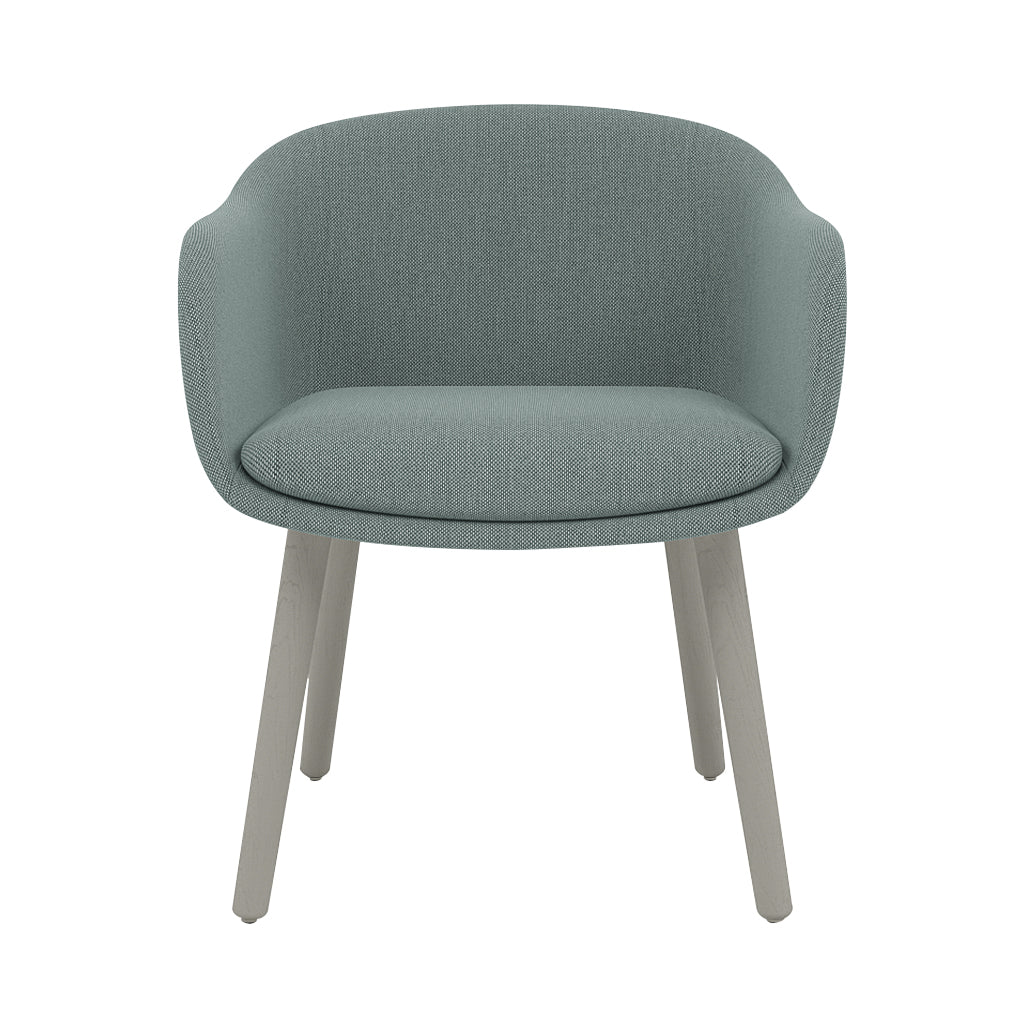 Fiber Conference Armchair: Wood Base Upholstered + Grey
