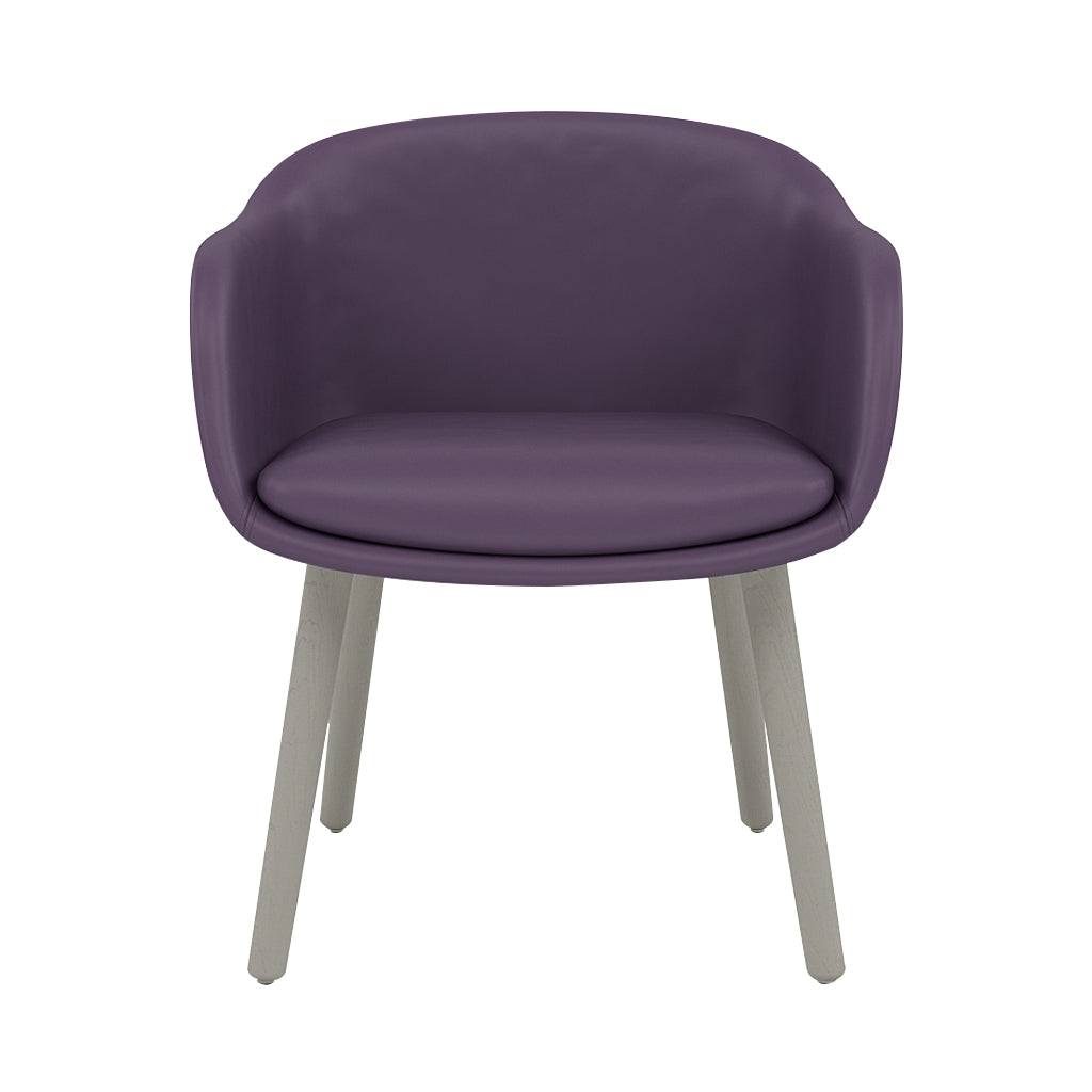 Fiber Conference Armchair: Wood Base Upholstered + Grey
