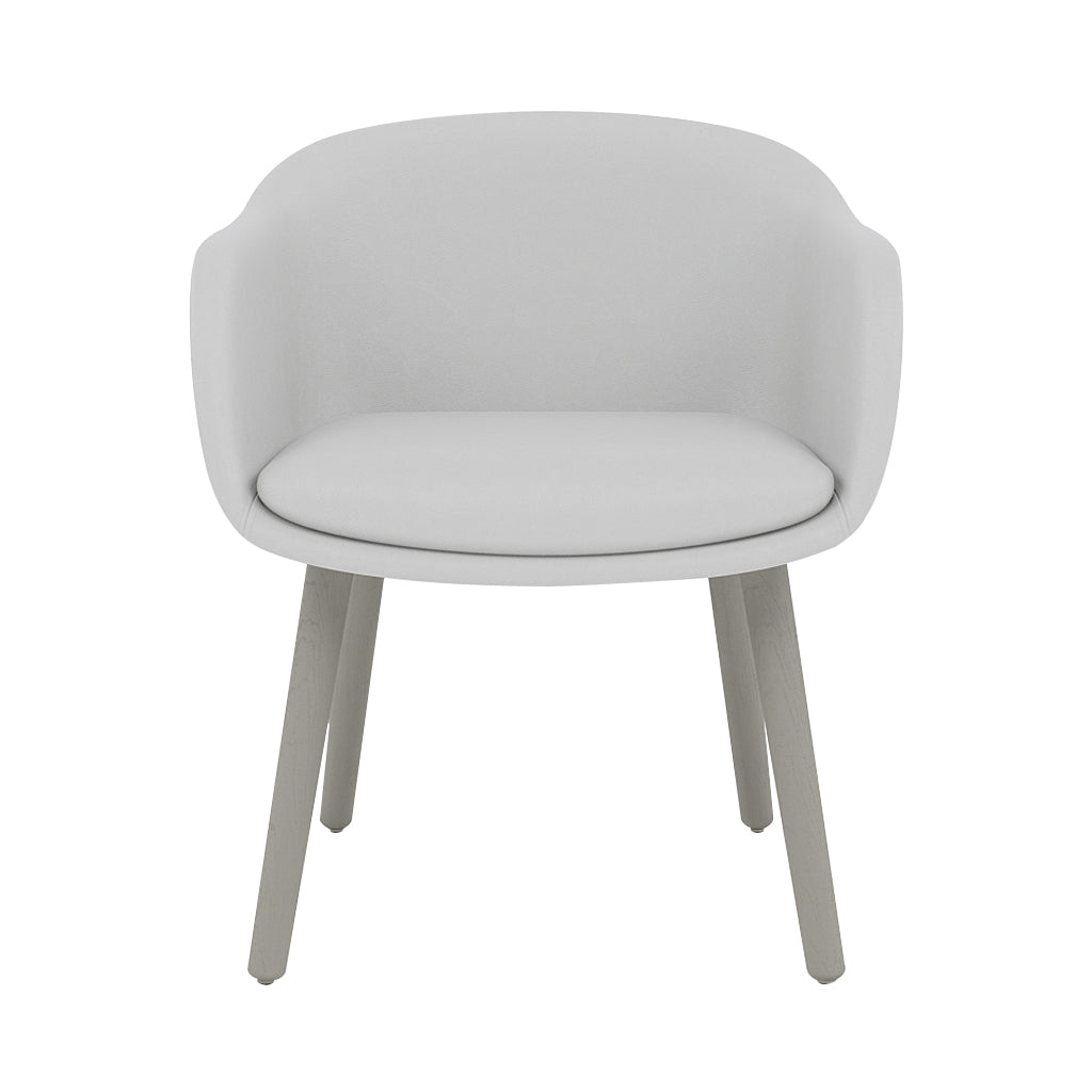 Fiber Conference Armchair: Wood Base Upholstered + Grey
