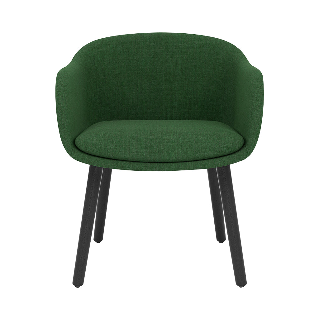 Fiber Conference Armchair: Wood Base Upholstered + Black