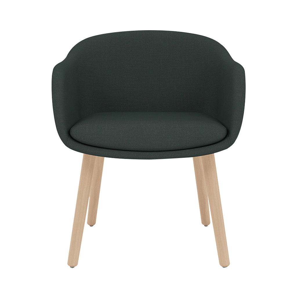 Fiber Conference Armchair: Wood Base Upholstered + Oak
