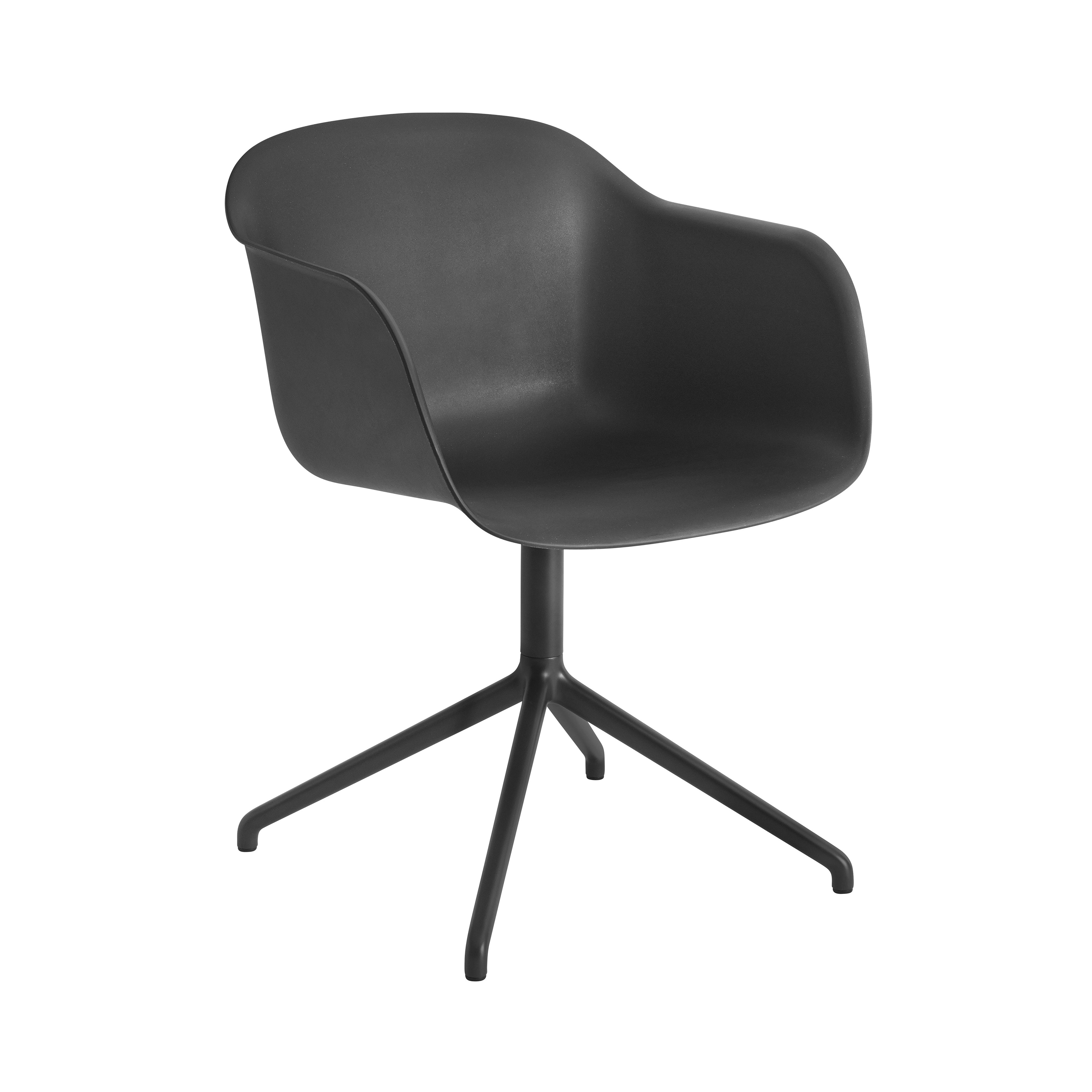 Fiber Armchair: Swivel Base + Recycled Shell + Anthracite Black + Black