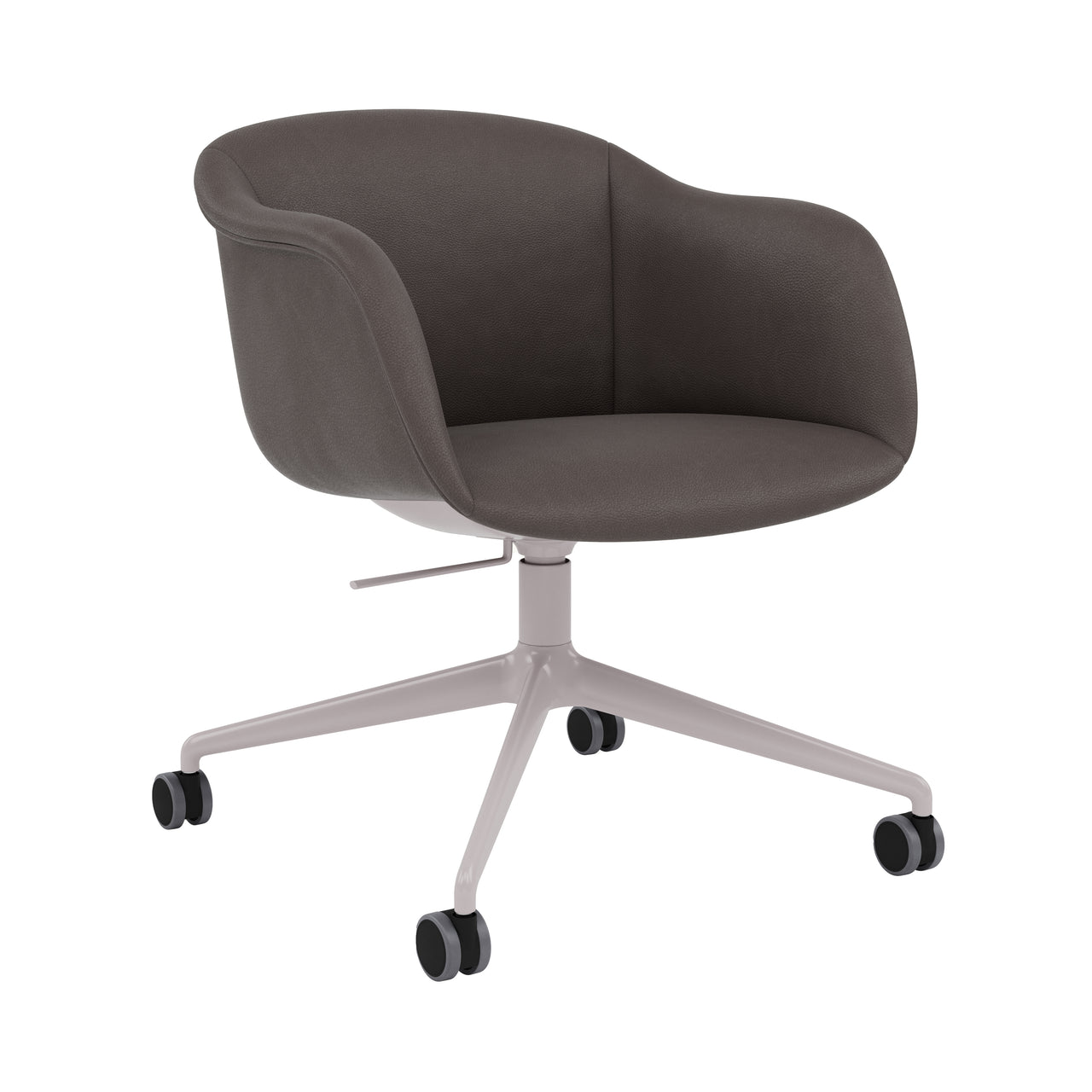 Fiber Soft Armchair: Swivel Base with Castors + Tilt + Upholstered Shell + Grey