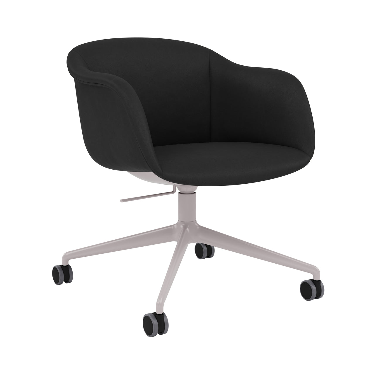 Fiber Soft Armchair: Swivel Base with Castors + Tilt + Upholstered Shell + Grey