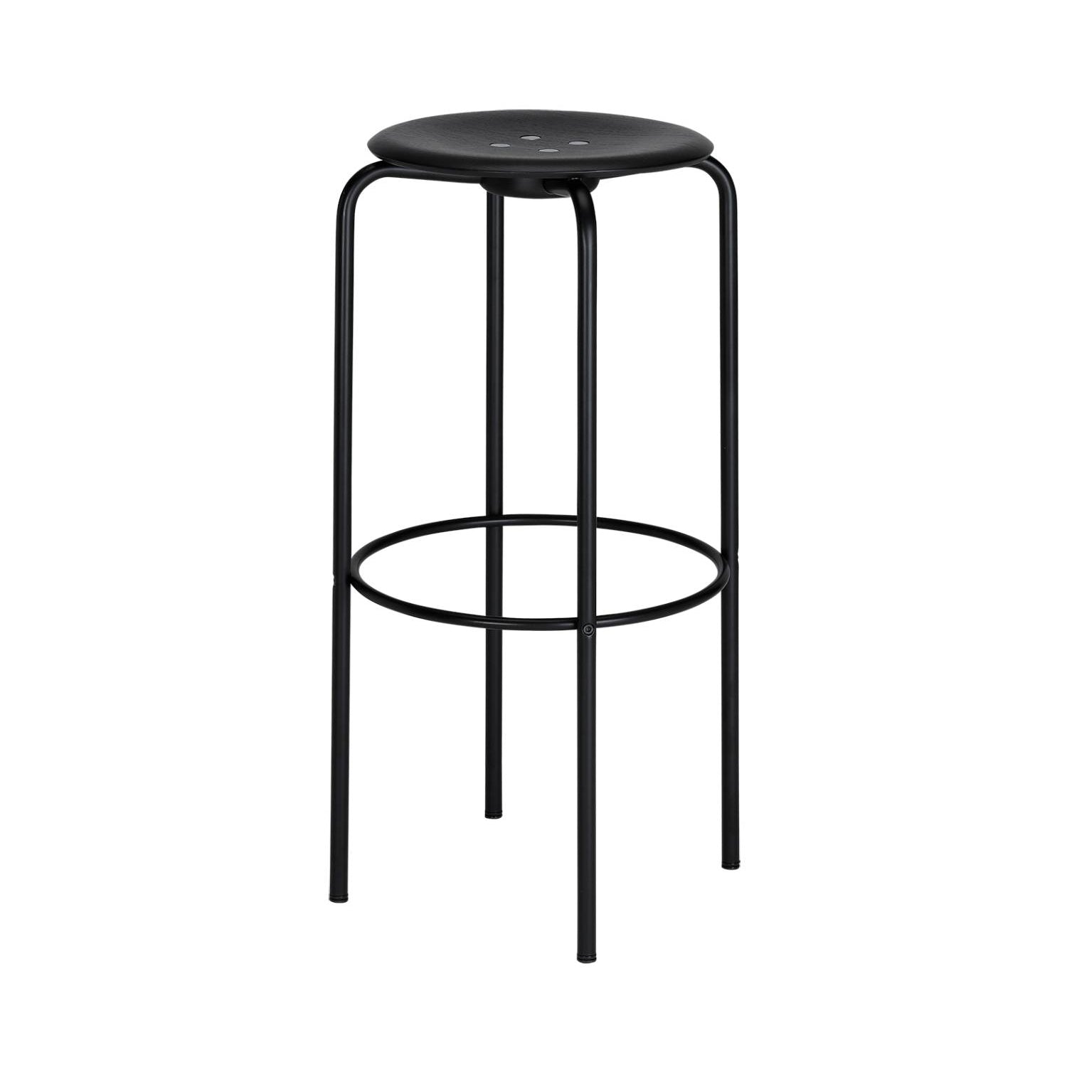 Kevi 2052 Stool: Black Lazure + Powder Coated Black