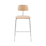 Kevi 2062 Bar Chair: 4-Legs + Oak Veneer + Polished Chrome