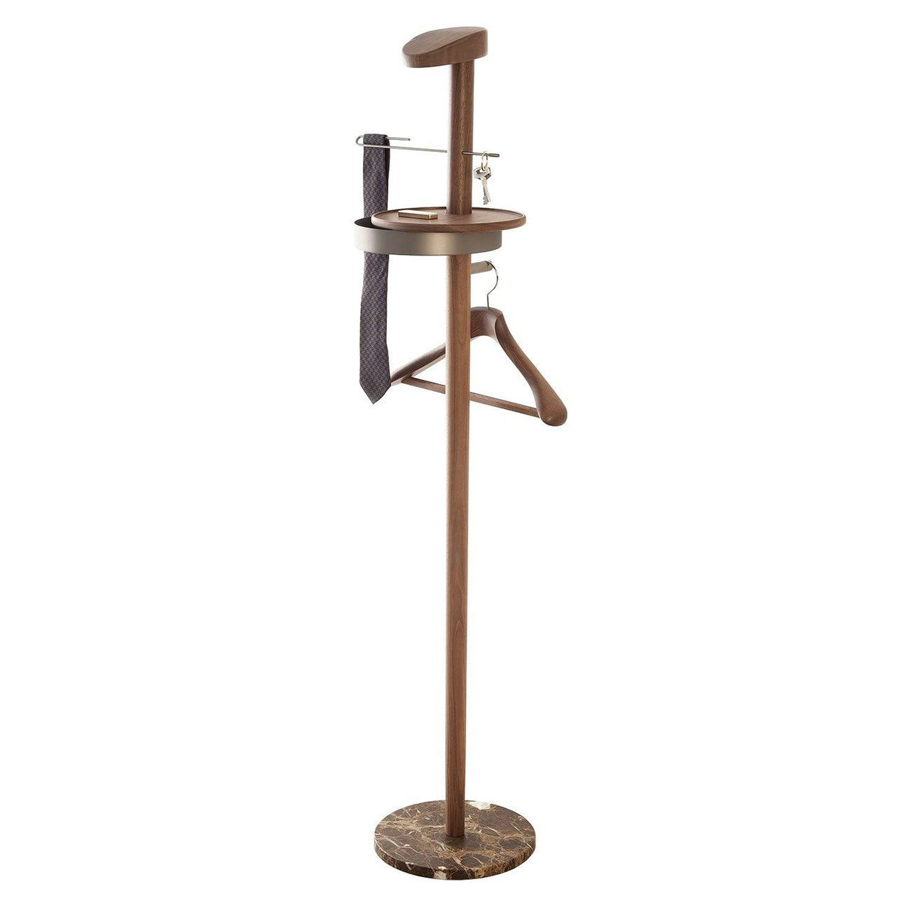 Galan Men's Valet Stand: Emperador Marble + Walnut