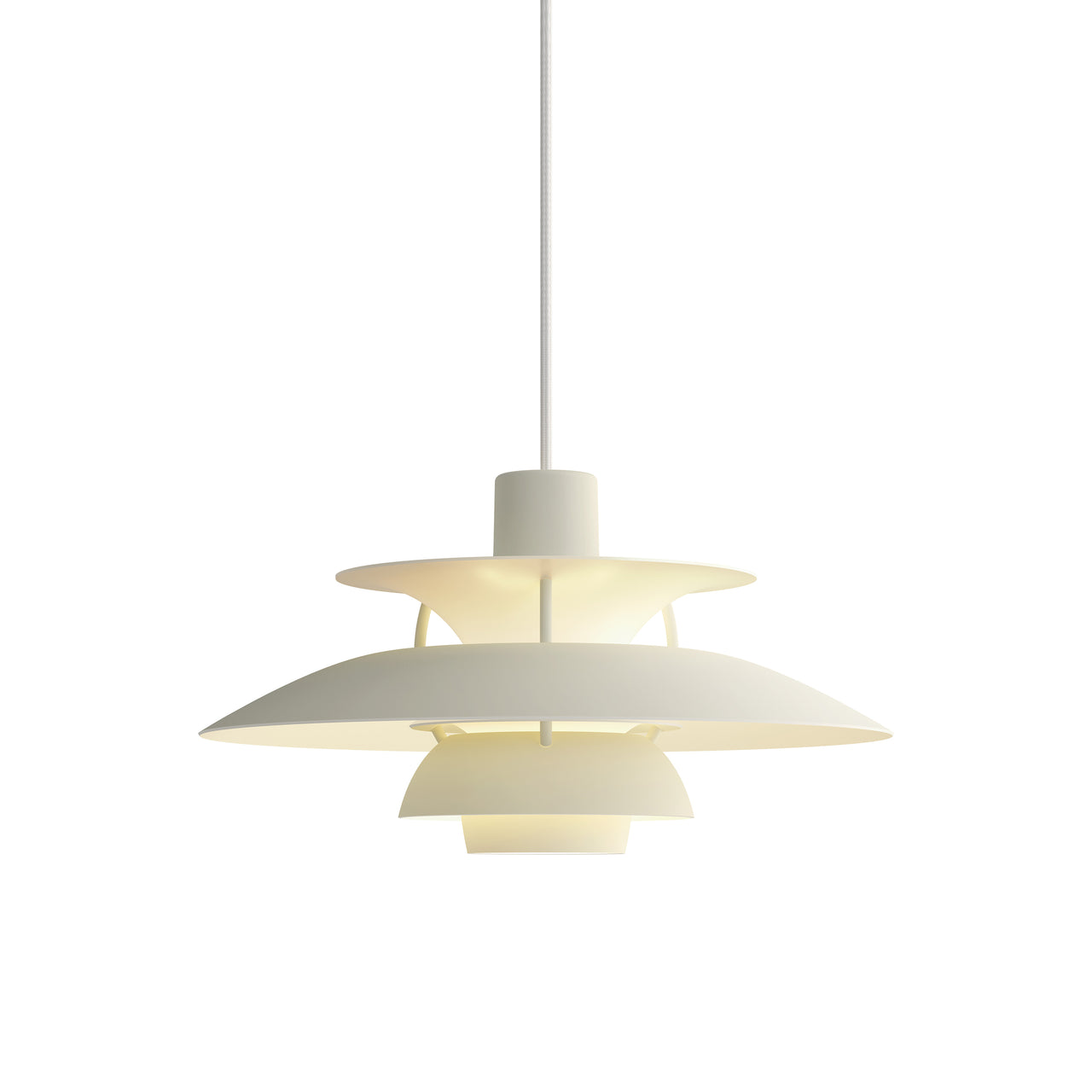 PH 5 Mini Pendant: Monochrome Pale Pewter + White