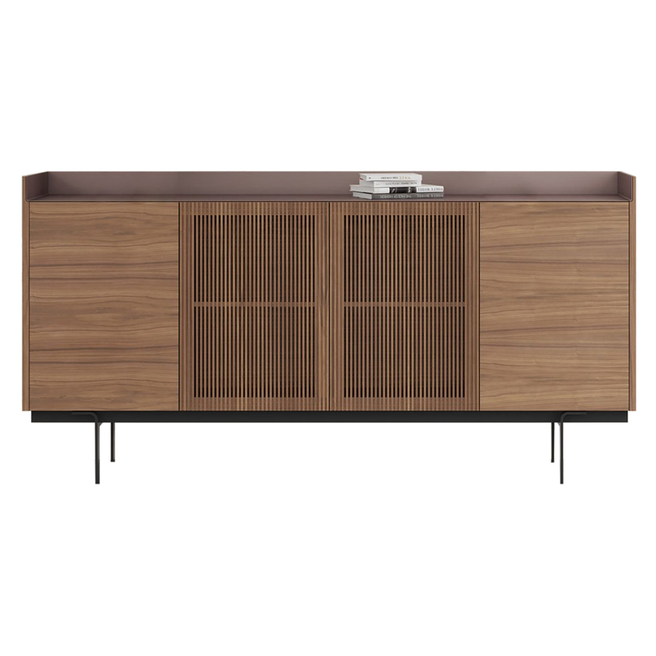 Stockholm Cupboard: STH434 + Walnut Stained Walnut + Anodized Aluminum Pale Rose + Black