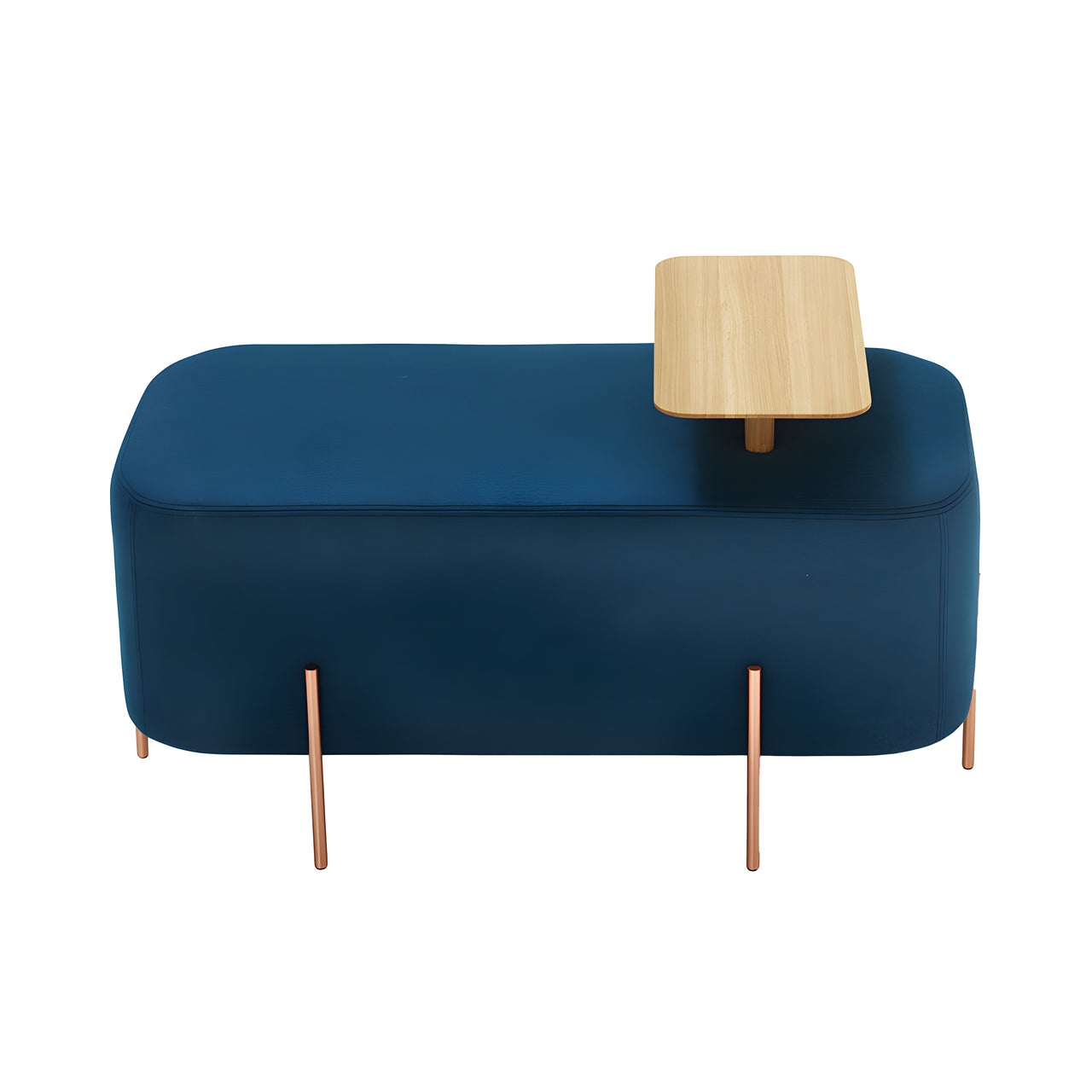 Elephant Pouf with Tray: Natural Oak + Bronze