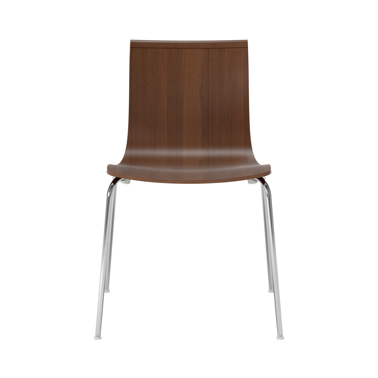 Serif Chair: Tube Legs + Chrome + Walnut Stained Beech + Without Armrest