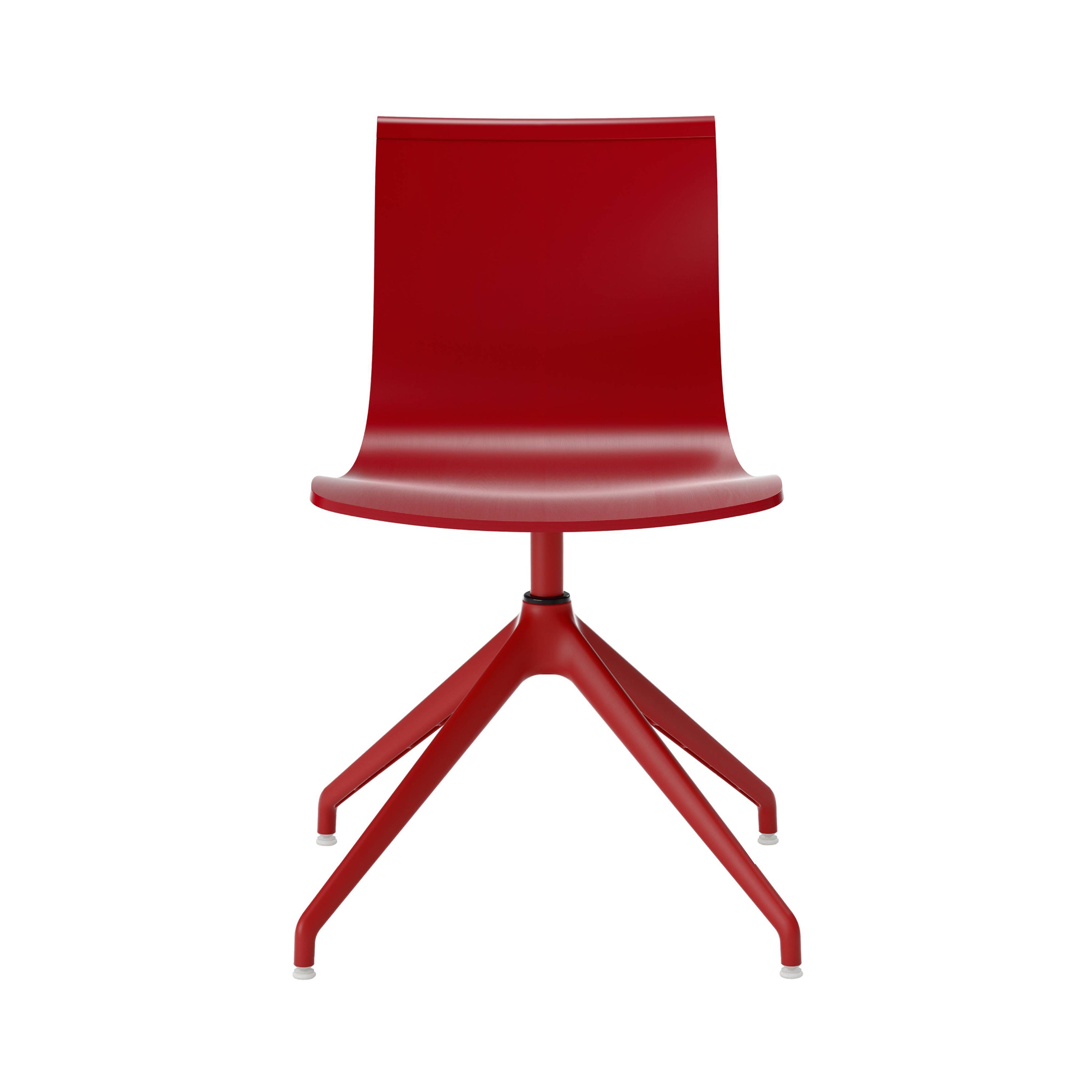 Serif Chair: 4 Star Base: Red + Red Lacquered Beech + Without Armrest