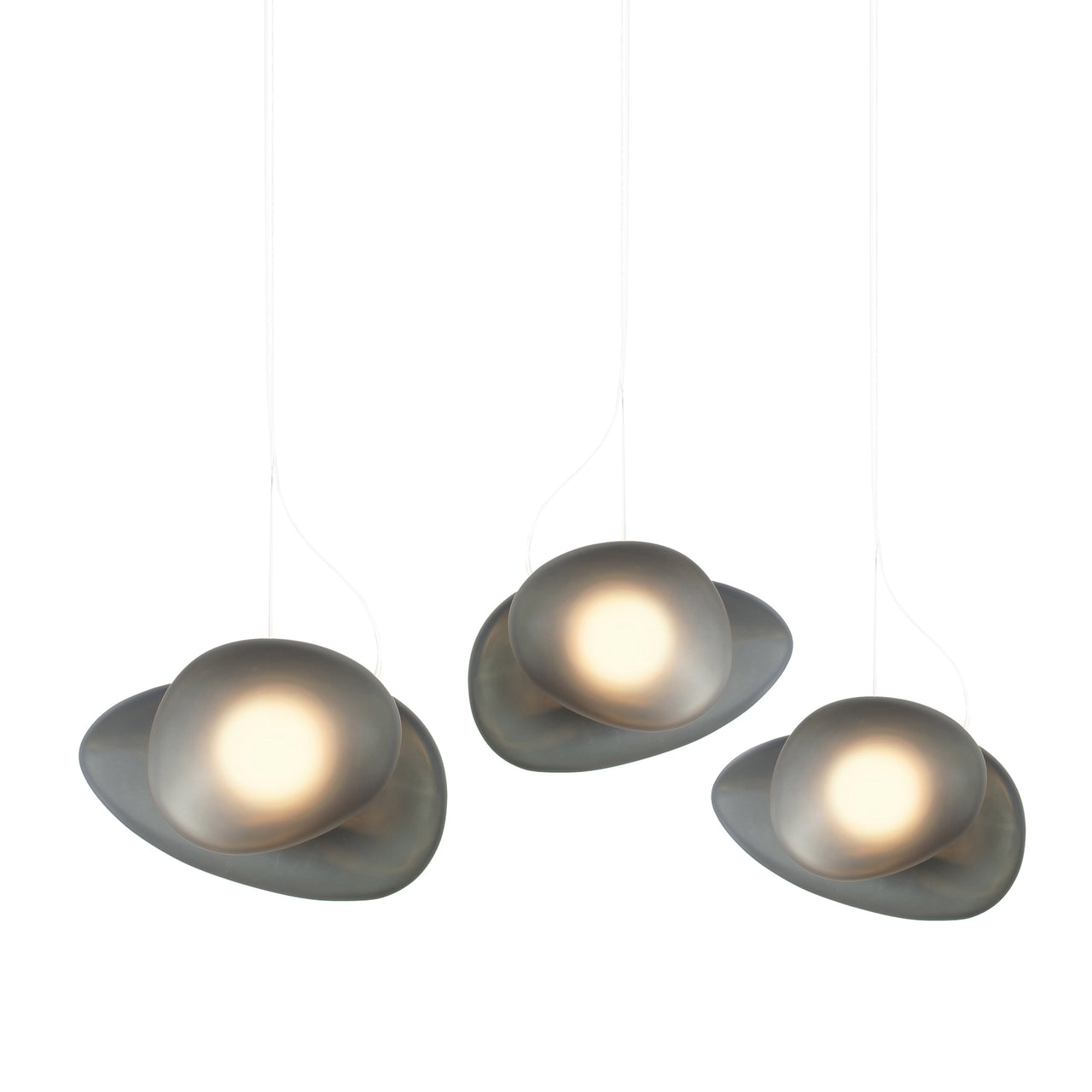 Pebble Linear 3 Pendant Light: B + C + Slate