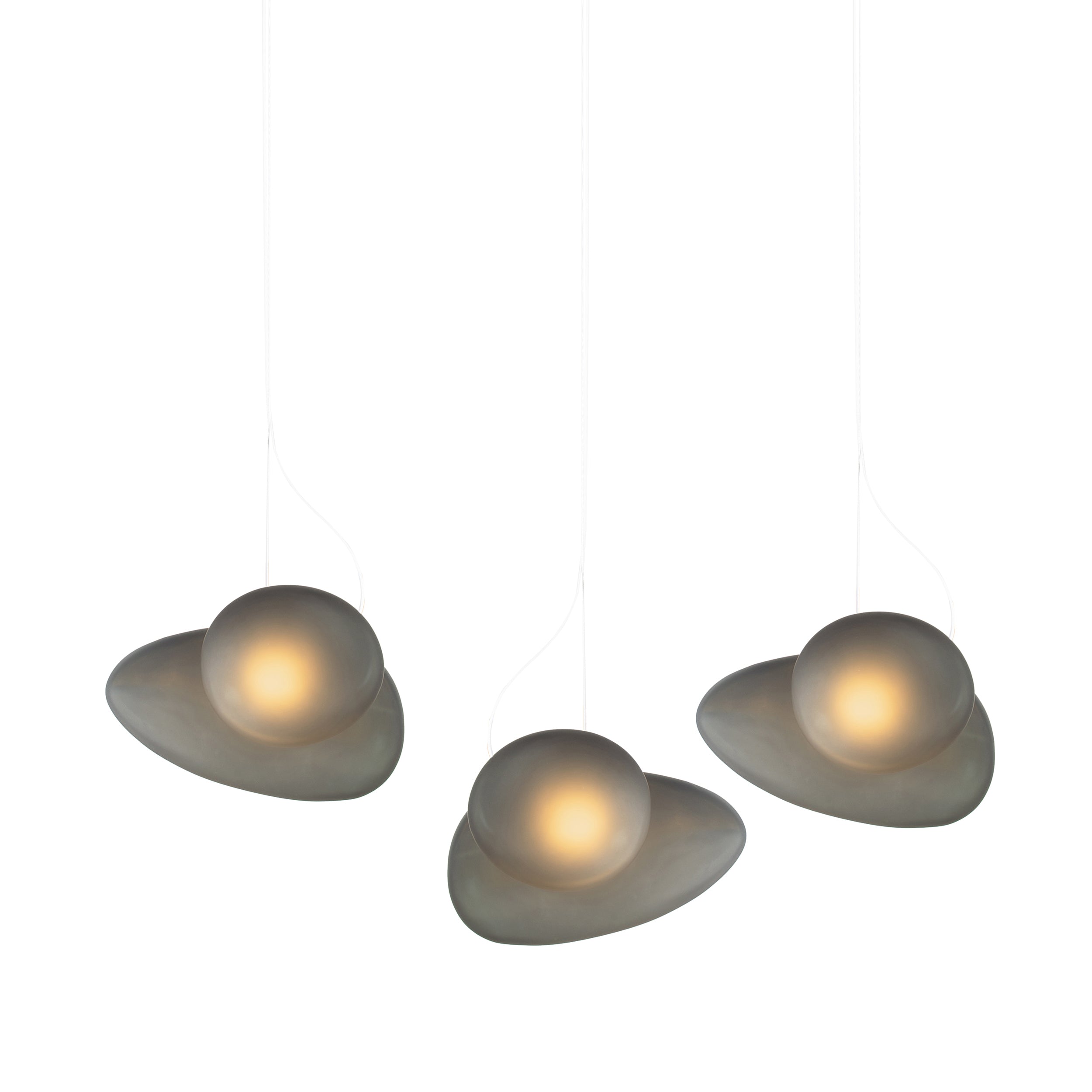 Pebble Linear 3 Pendant Light: B + D + Slate