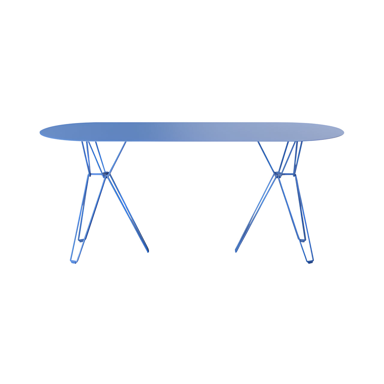 Tio Oval Dining Table: Overseas Blue Metal