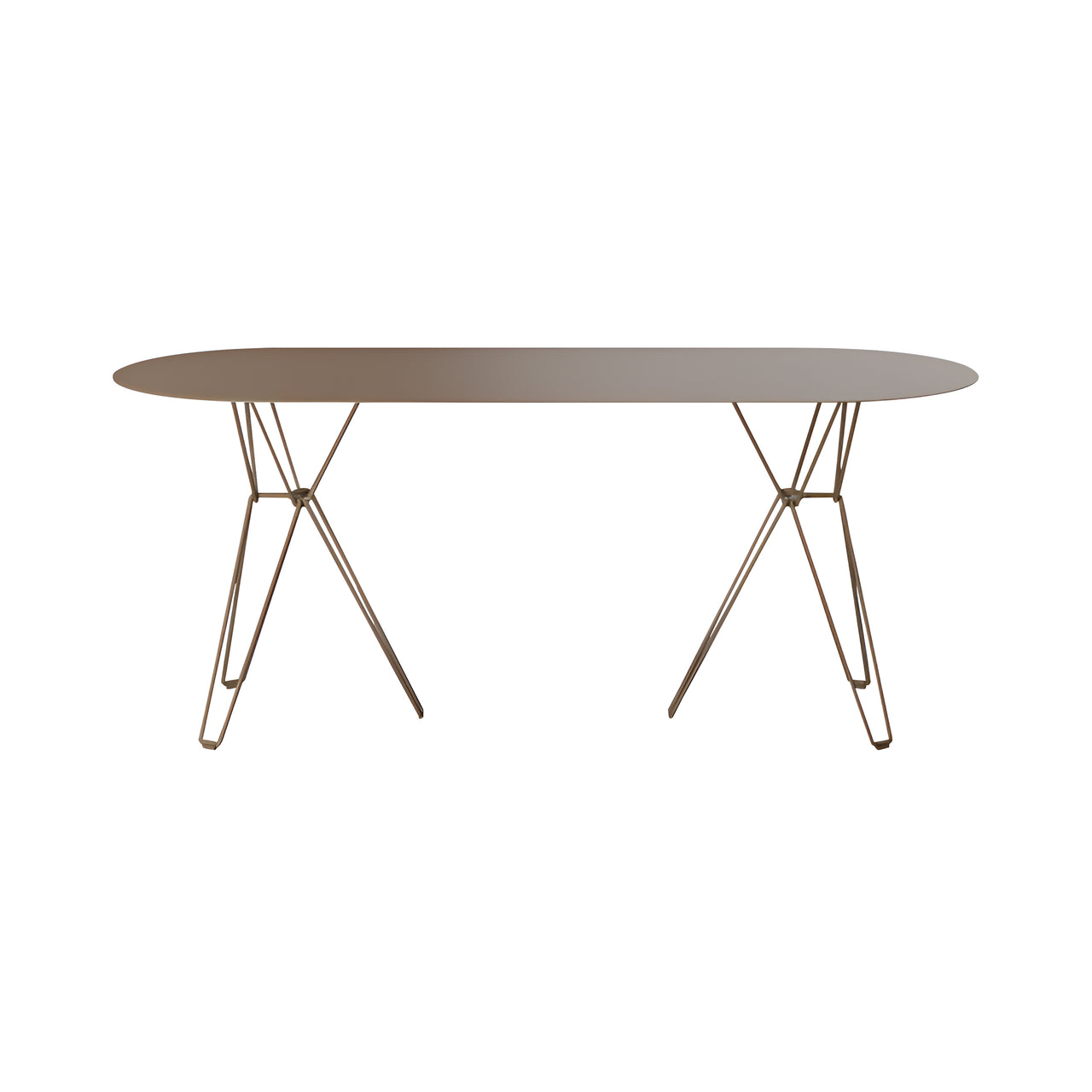 Tio Oval Dining Table: Pale Brown Metal