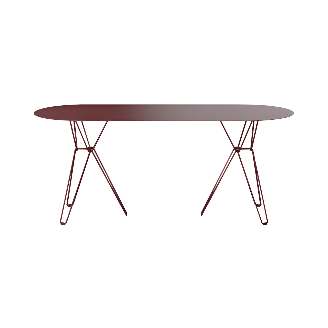 Tio Oval Dining Table: Wine Red Metal