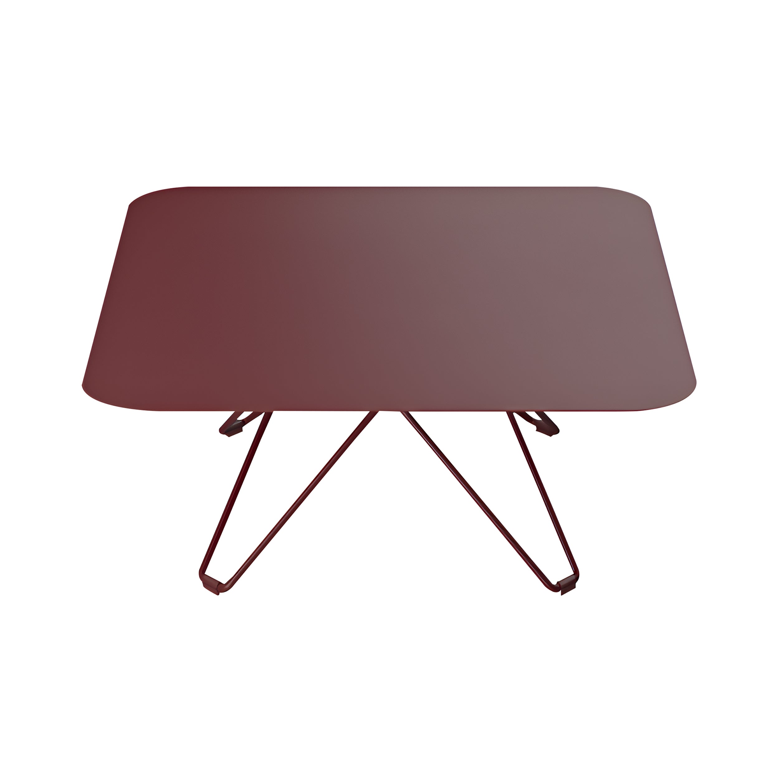 Tio Coffee Table: Square + Wine Red Metal