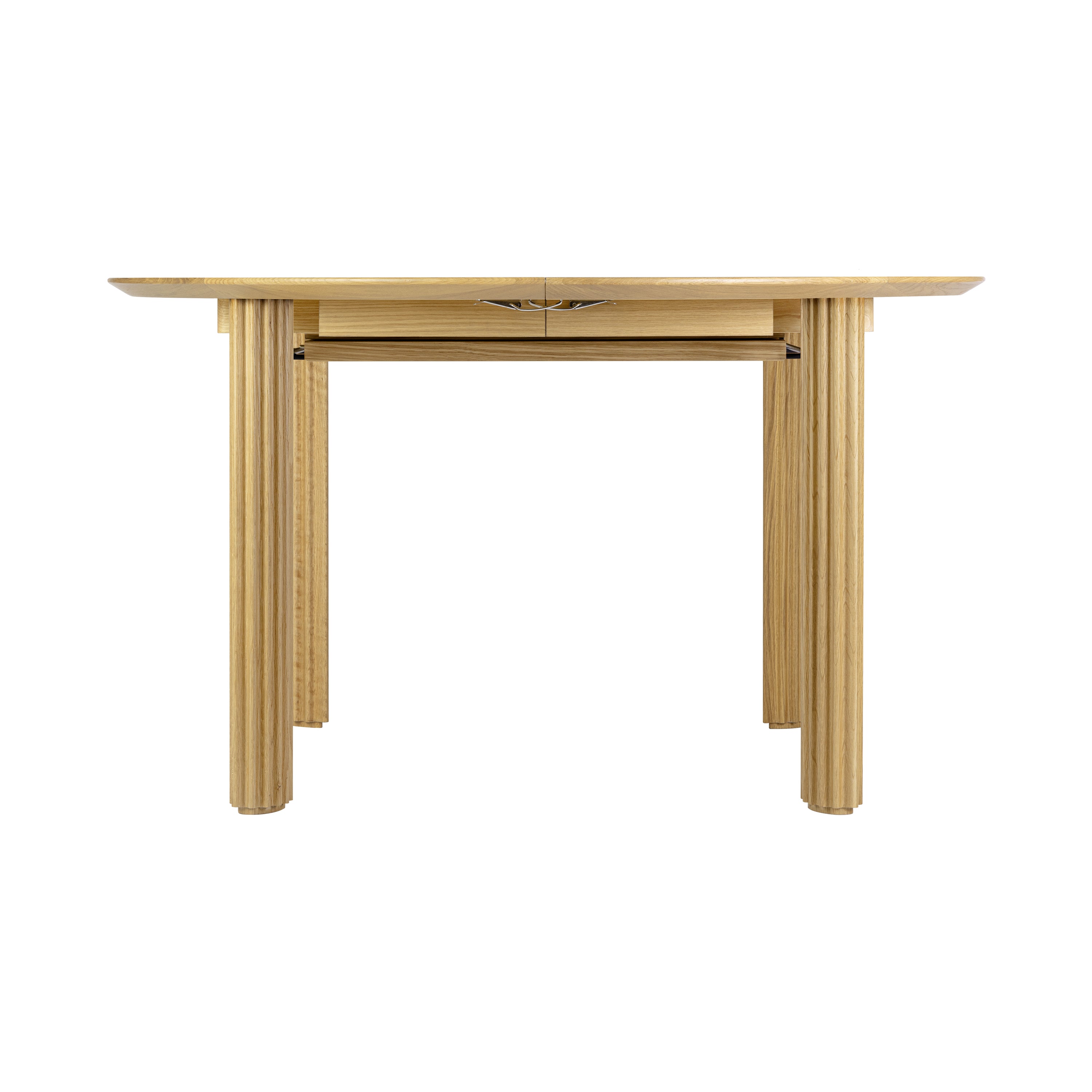 Comfort Circle Dining Table with Extension: Ripples + Oak