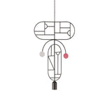 Wooden Dots Suspension Lamp: Oval with Stem + Horizontal + Vertical + Graphite + 1 Curled Stem + Black + White + Pink