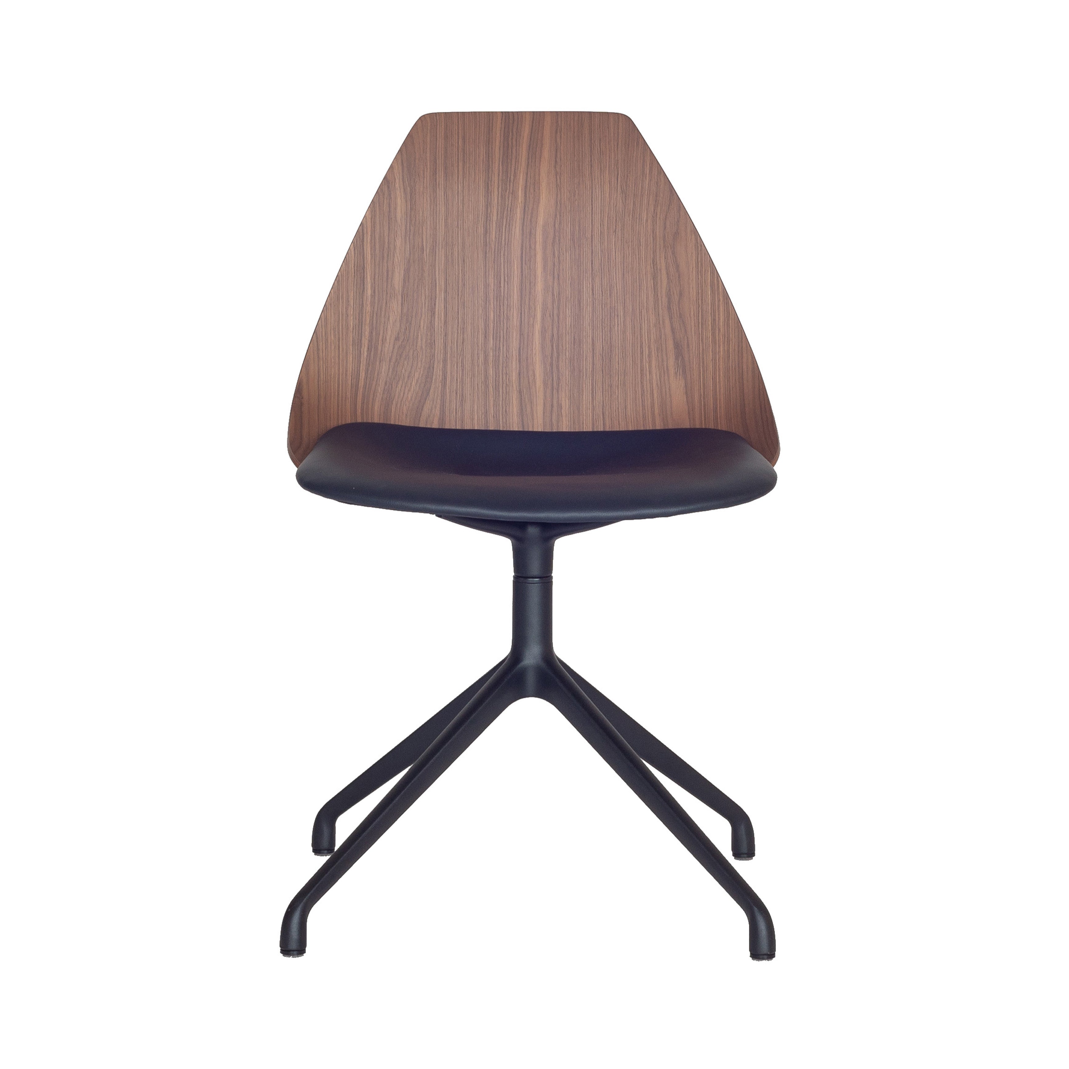 Ziba Swivel Chair: Walnut + Black + Black