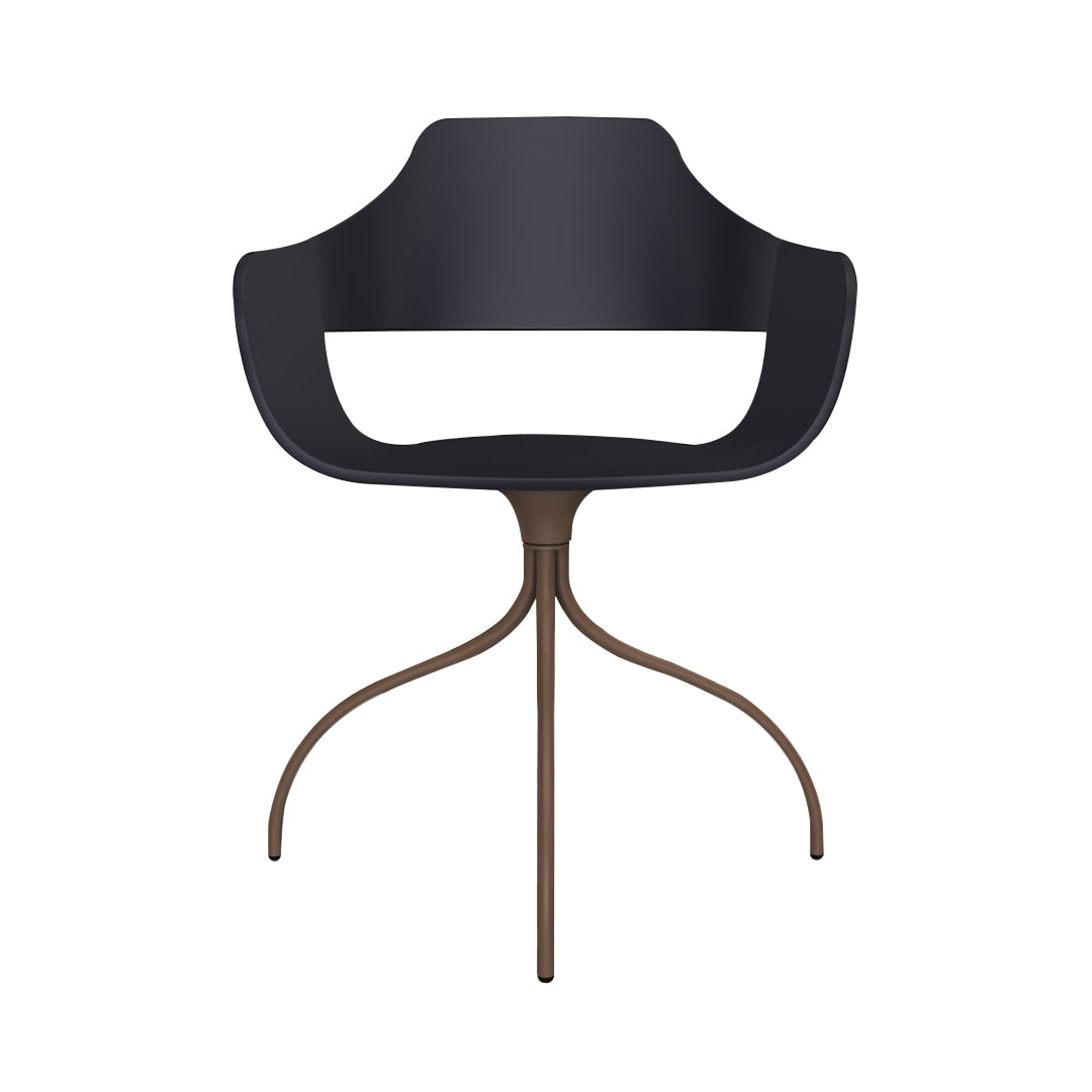 Showtime Chair with Swivel Base: Lacquered Black + Pale Brown