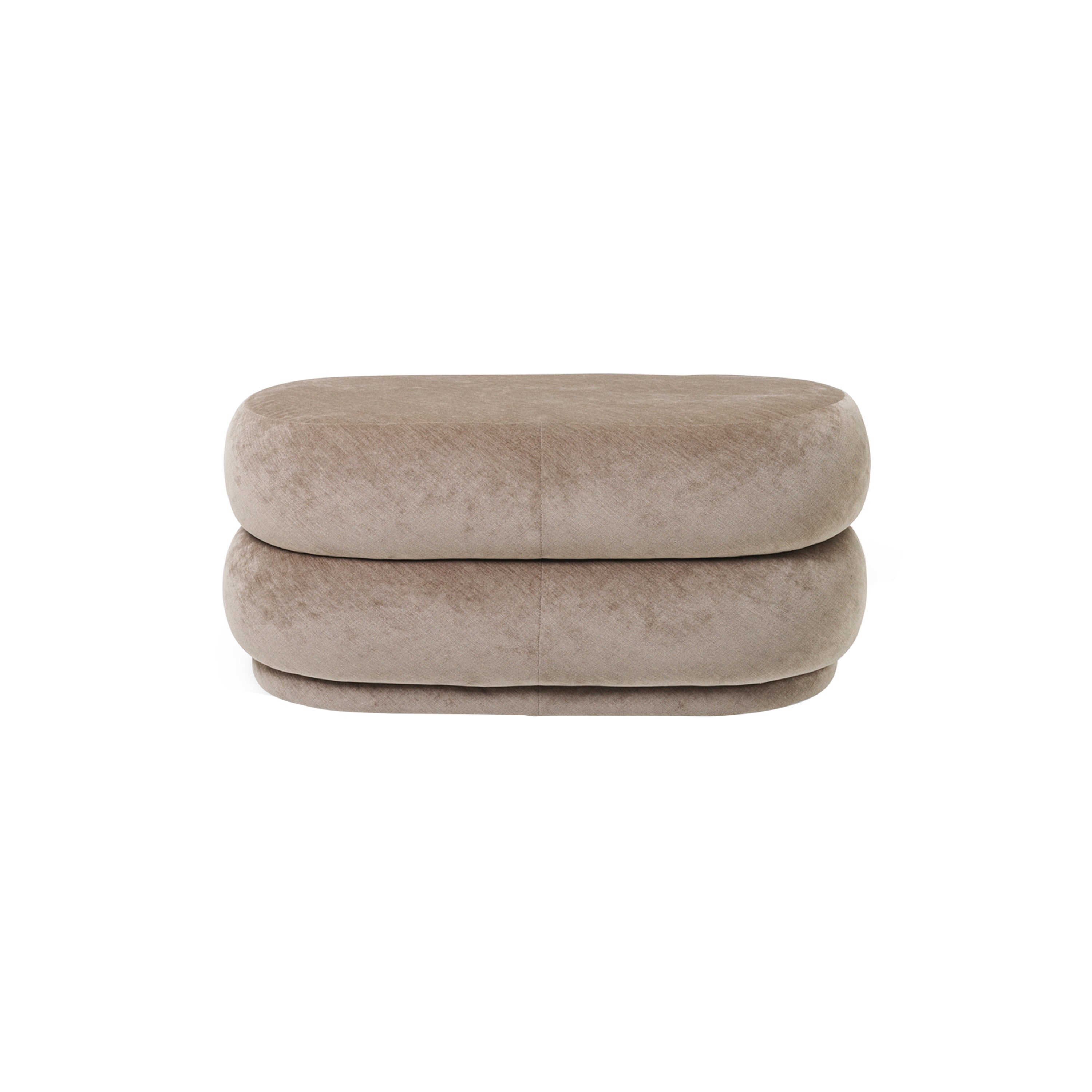 Pouf Oval: Faded Velvet Beige