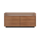 Stockholm STH201 Sideboard: Composition 1 + Super-Matt Walnut + Anodized Aluminum Pale Rose + Black