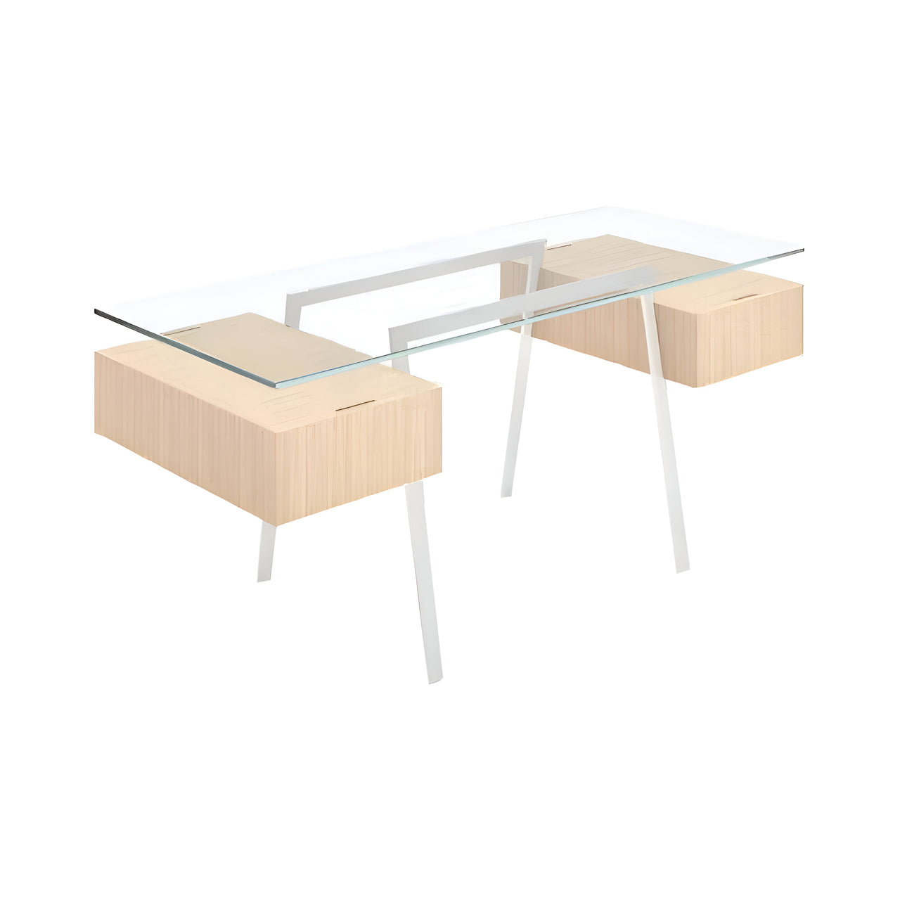 Homework 2 Desk: Single Drawers with Glass Top + White + Oak