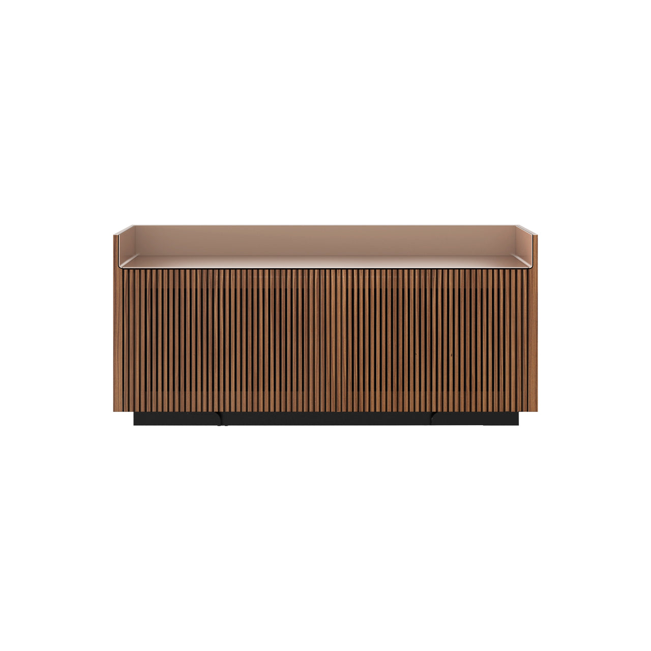 Stockholm STH203 Technic Sideboard: Composition 1 + Super-Matt Walnut + Anodised Aluminum Pale Rose + Black