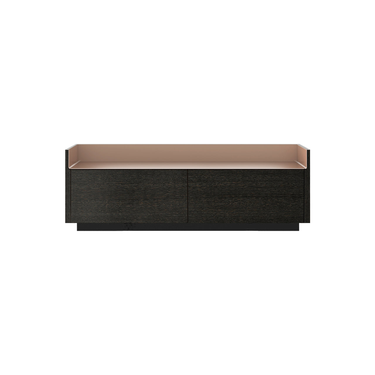 Stockholm STH251 Slim Sideboard: Composition 1 + Dark Grey Stained Oak  + Anodised Aluminum Pale Rose + Black 