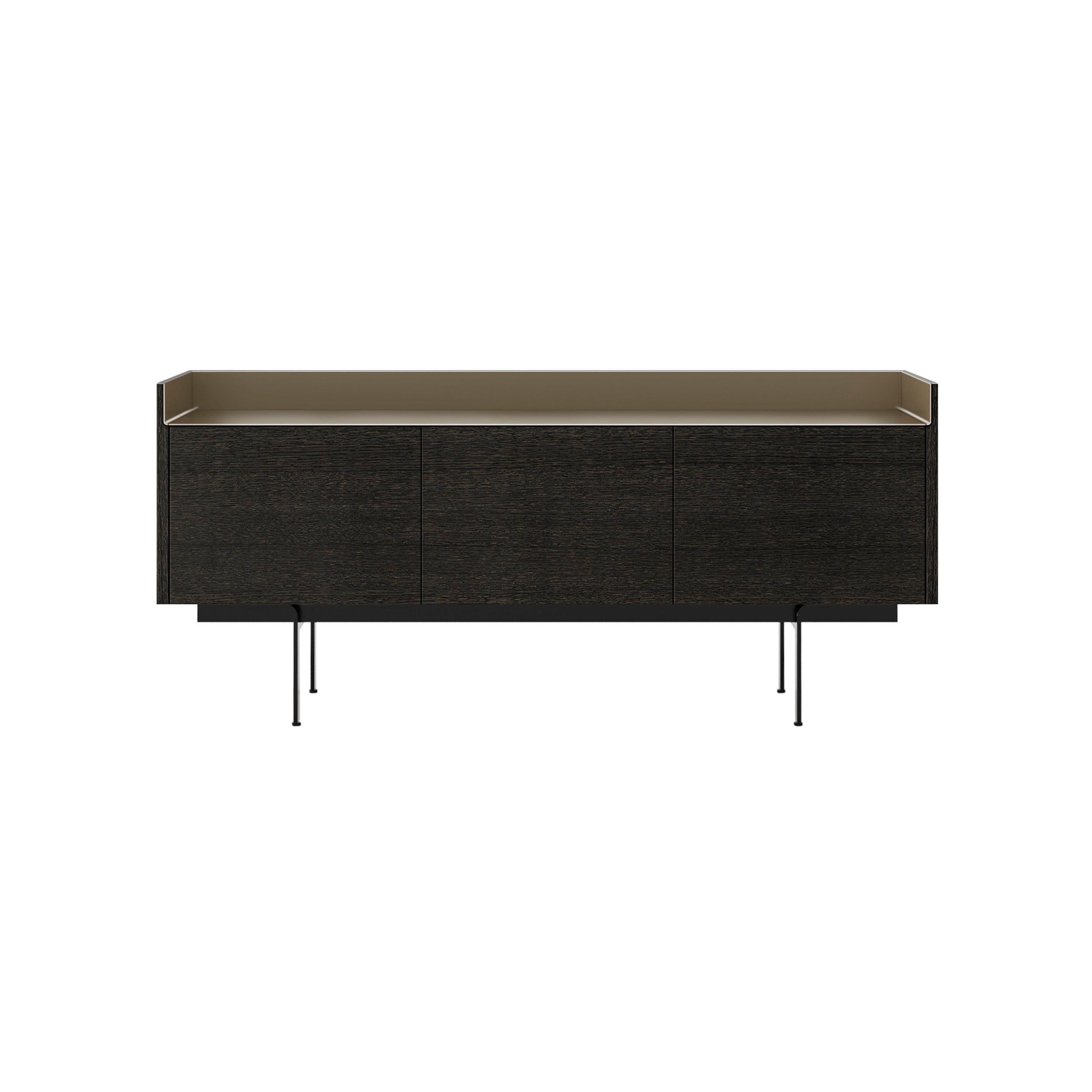 Stockholm Sideboard: STH301 + Dark Grey Stained Oak + Anodized Aluminum Bronze + Black