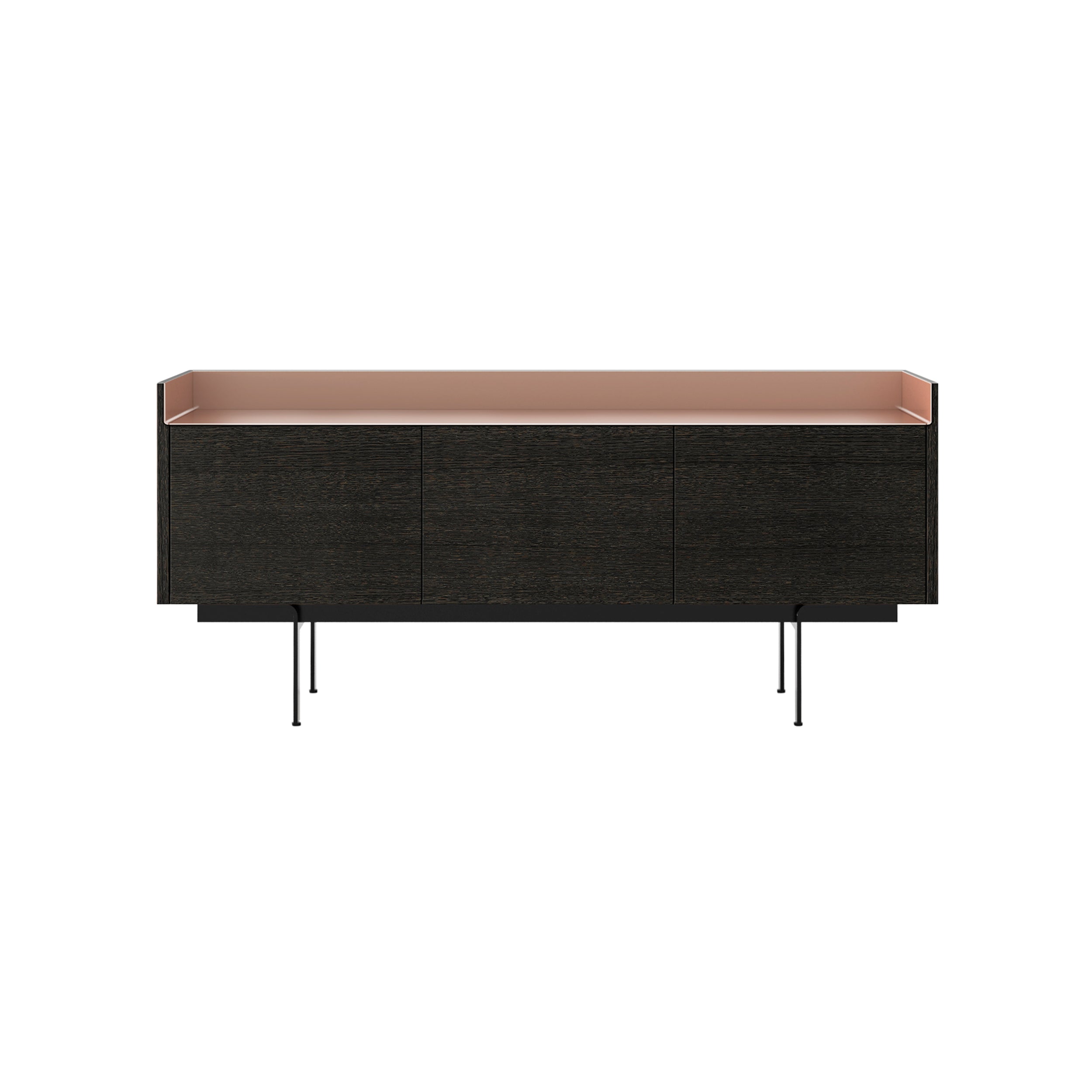 Stockholm Sideboard: STH301 + Dark Grey Stained Oak + Anodized Aluminum Pale Rose + Black