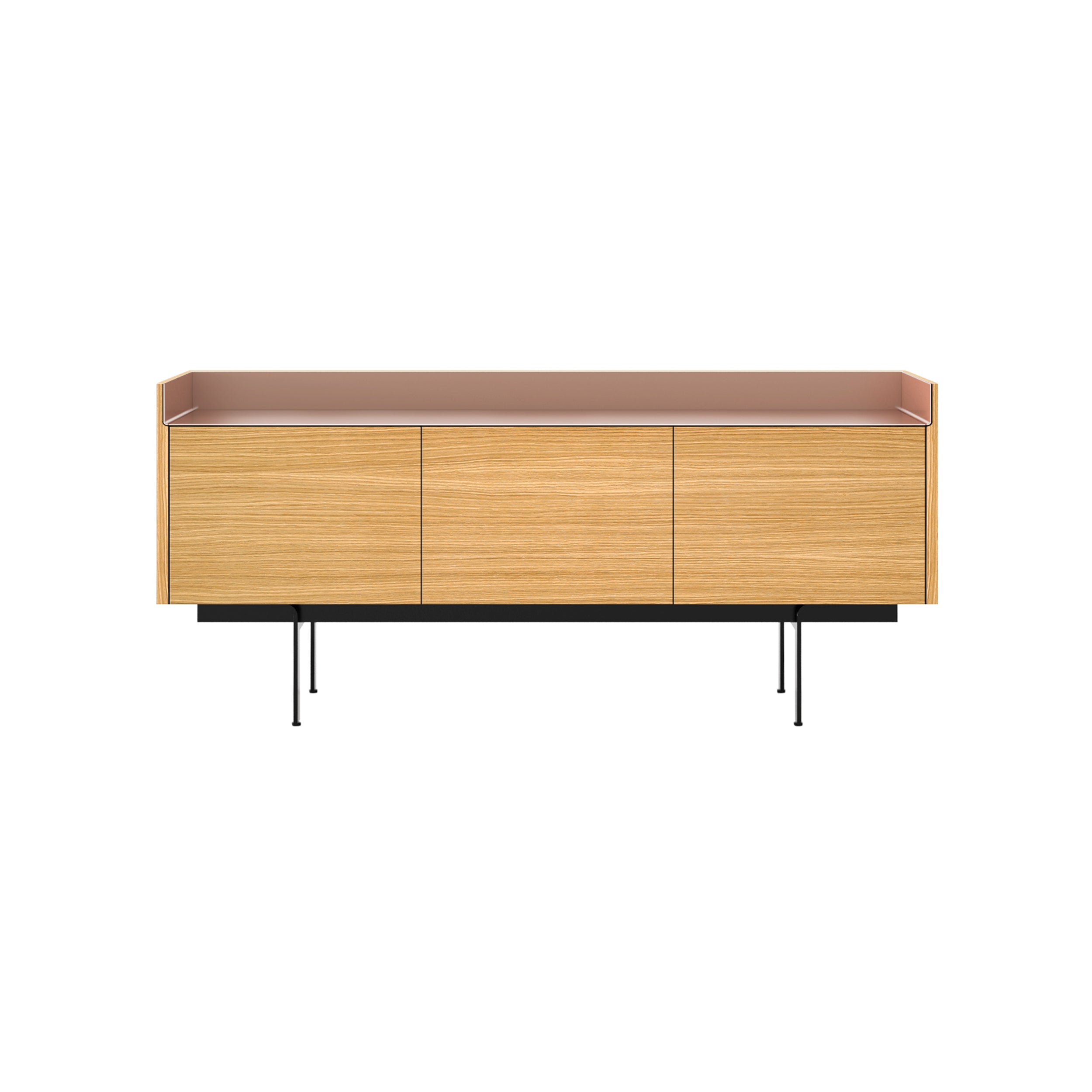 Stockholm Sideboard: STH301 + Super-Matt Oak + Anodized Aluminum Pale Rose + Black