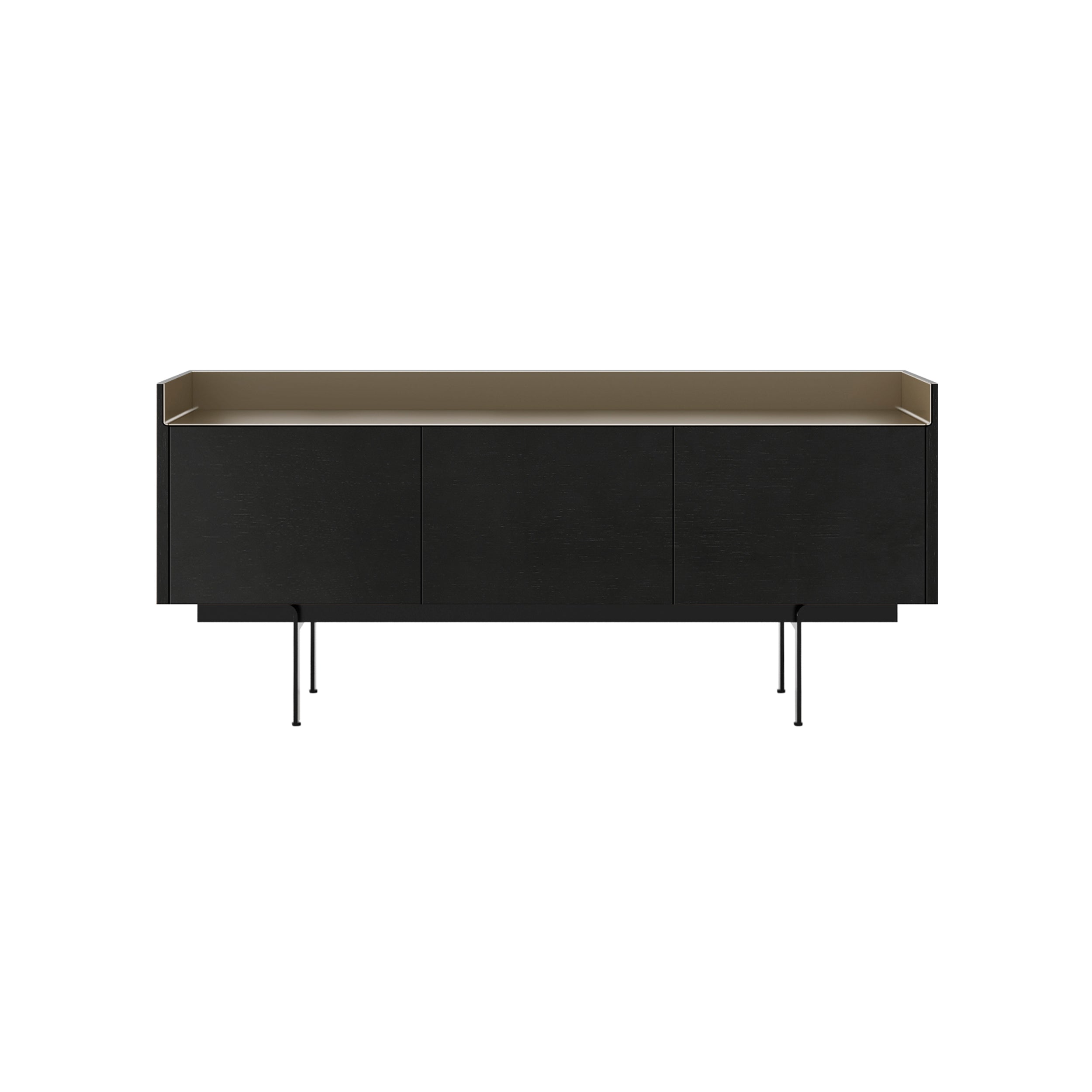 Stockholm Sideboard: STH301 + Ebony Stained Oak + Anodized Aluminum Bronze + Black