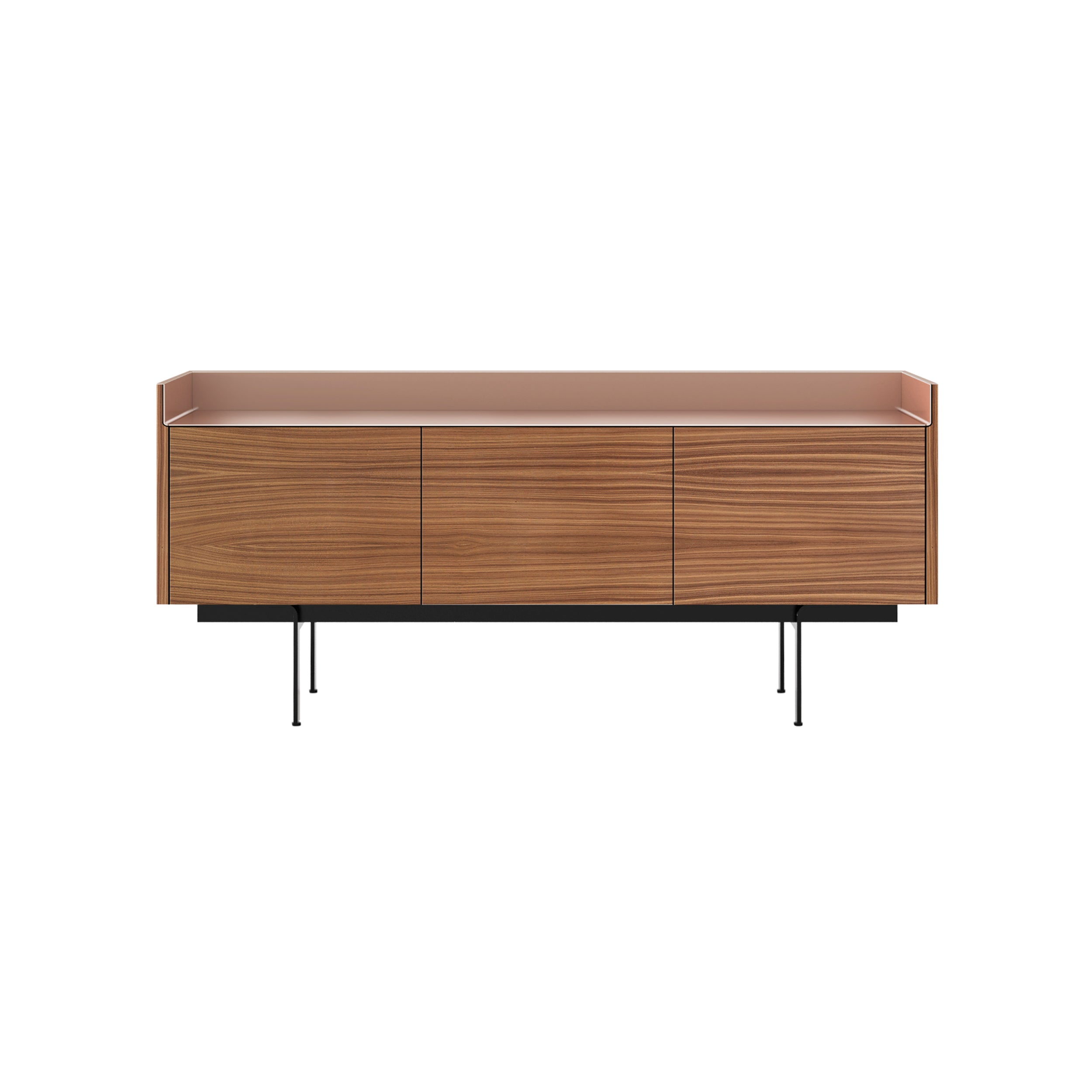 Stockholm Sideboard: STH301 + Walnut Stained Walnut + Anodized Aluminum Pale Rose + Black