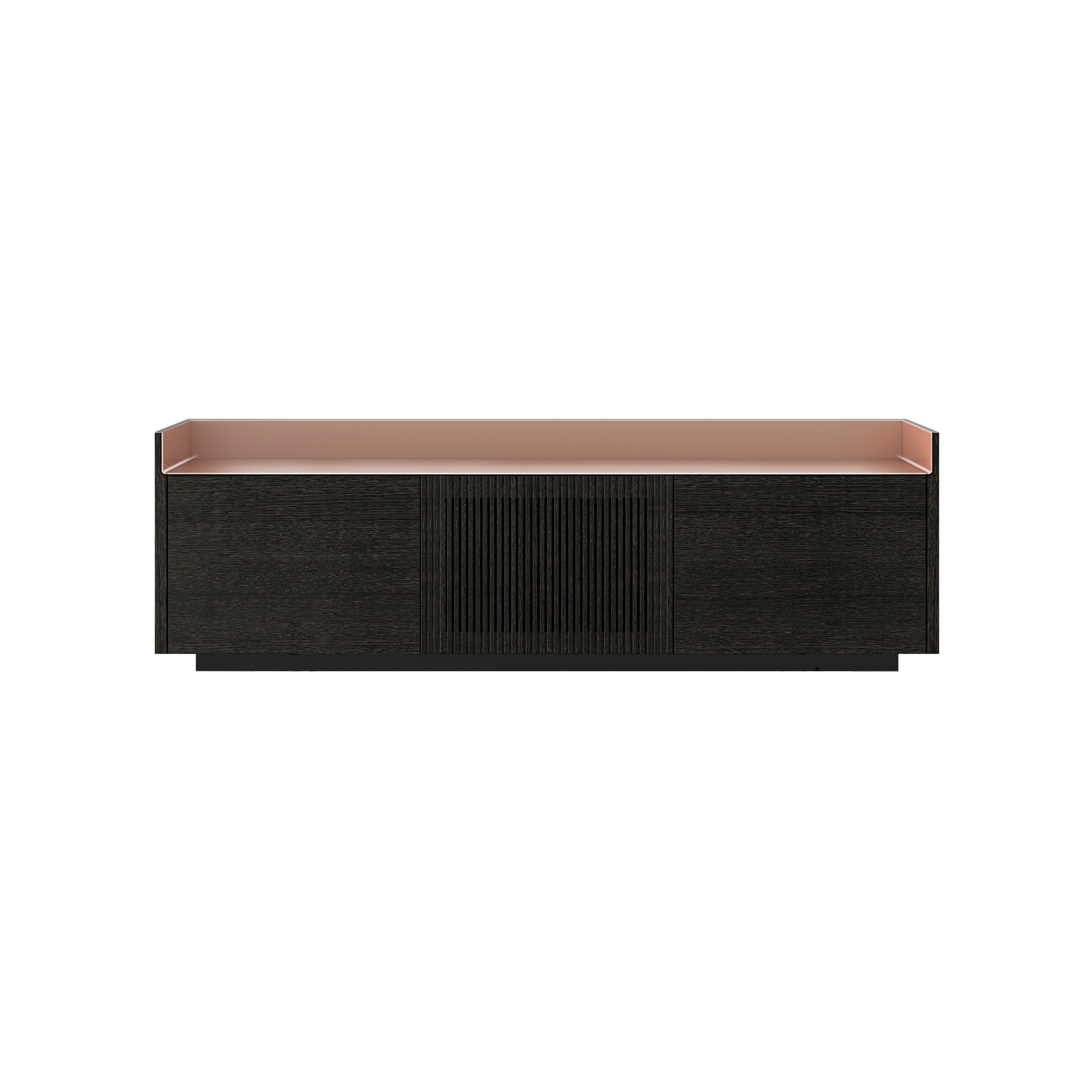 Stockholm STH303 Sideboard: Composition 1 + Dark Grey Stained Oak + Anodized Aluminum Pale Rose + Black