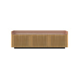 Stockholm STH304 Sideboard: Composition 1 + Super-Matt Oak + Anodized Aluminum Pale Rose + Black