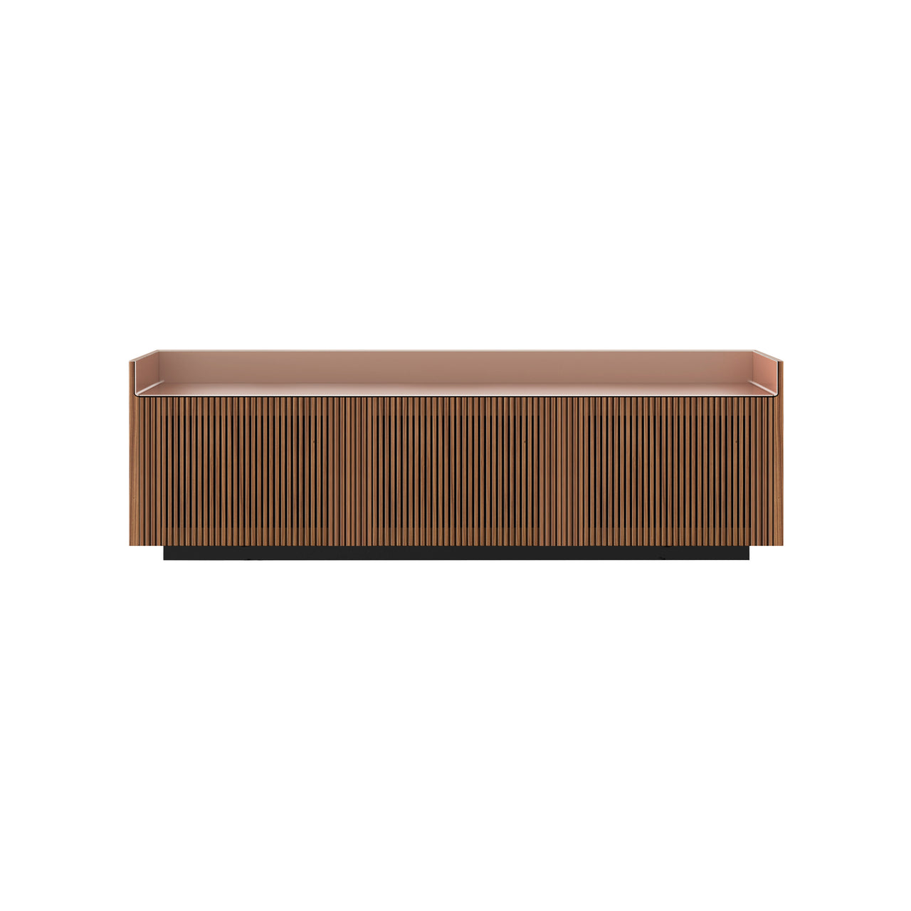 Stockholm STH304 Sideboard: Composition 1 + Super-Matt Walnut + Anodized Aluminum Pale Rose + Black