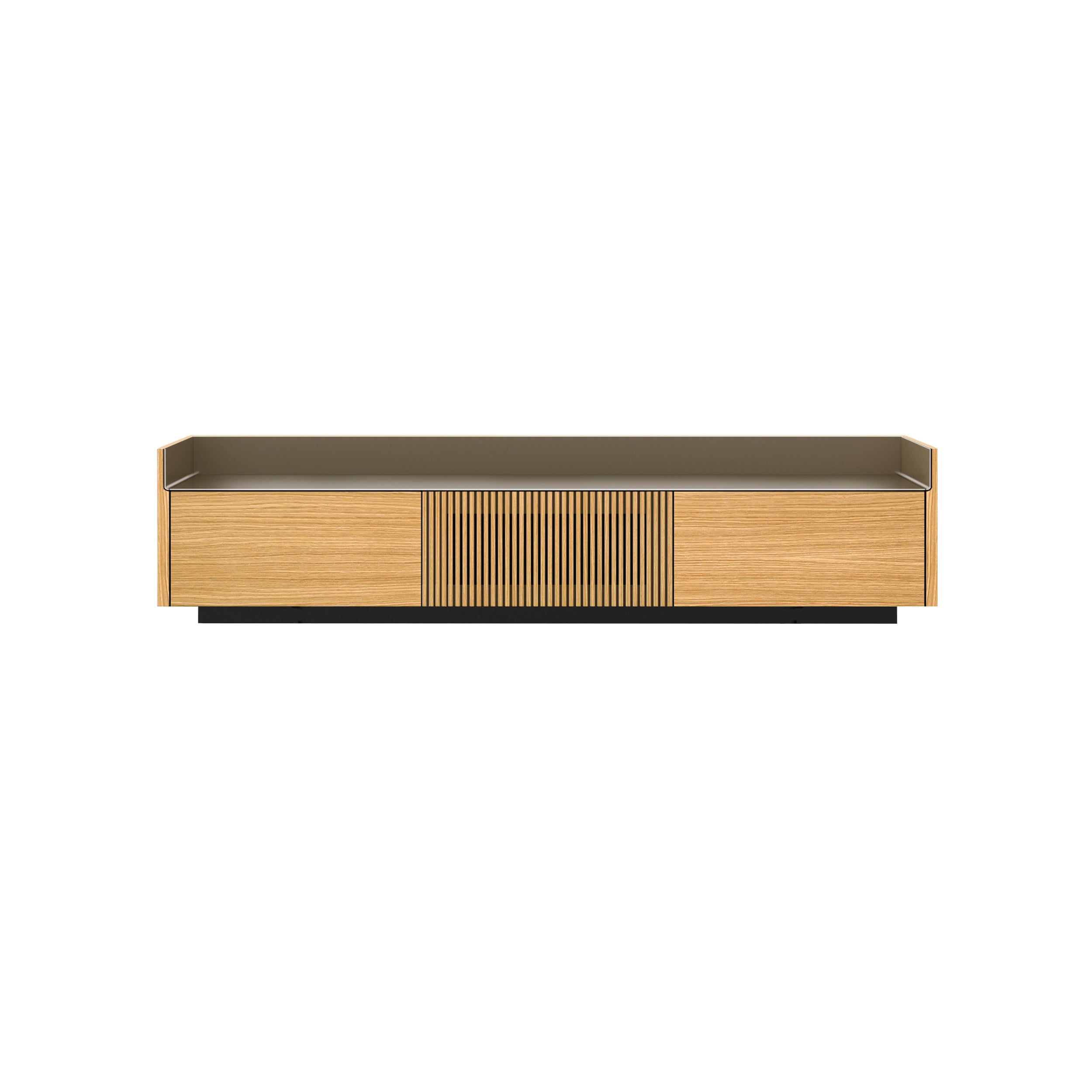 Stockholm STH353 Slim Sideboard: Composition 1 + Super-Matt Oak + Anodized Aluminum Bronze + Black