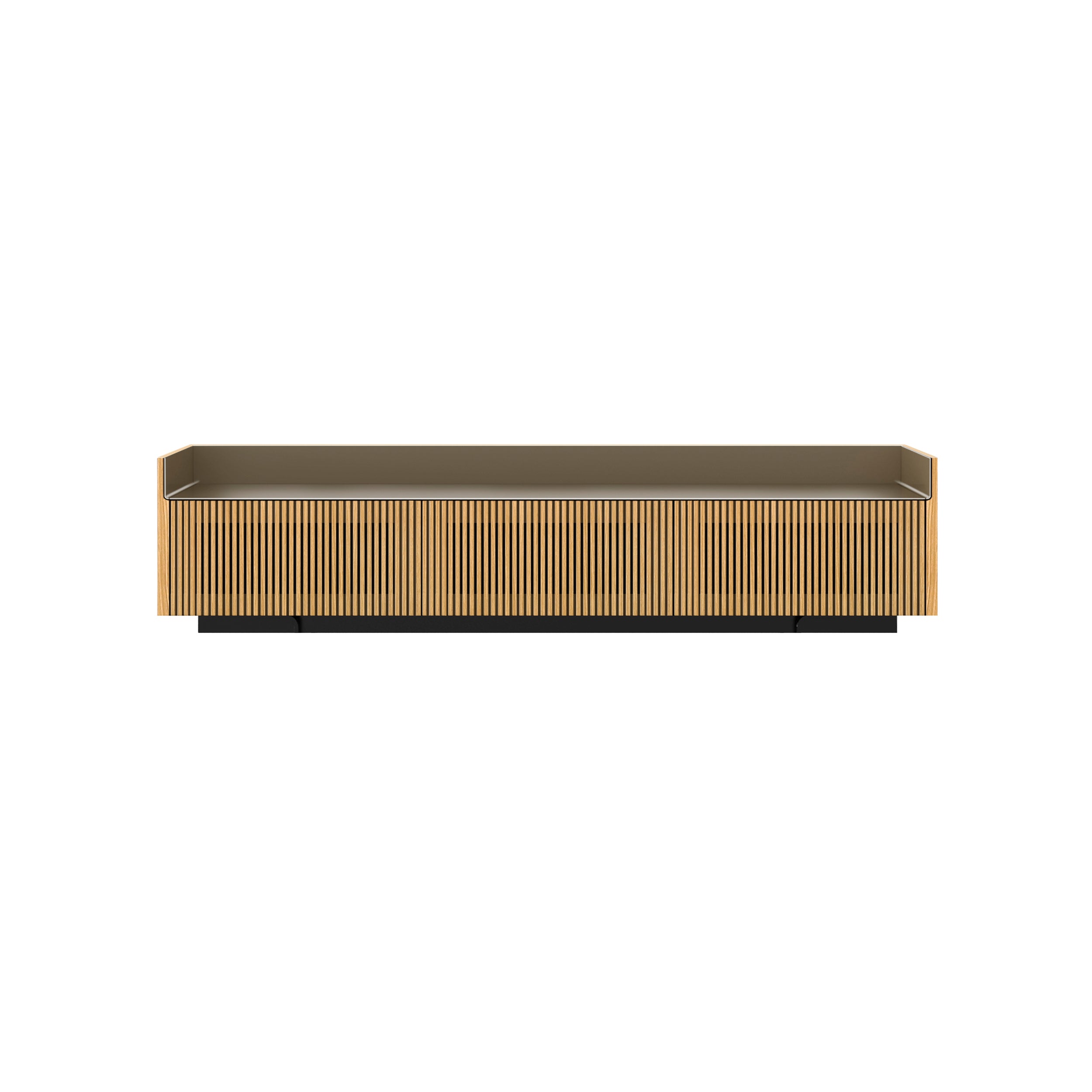 Stockholm STH354 Slim Sideboard: Composition 1 + Super-Matt Oak + Anodized Aluminum Bronze + Black