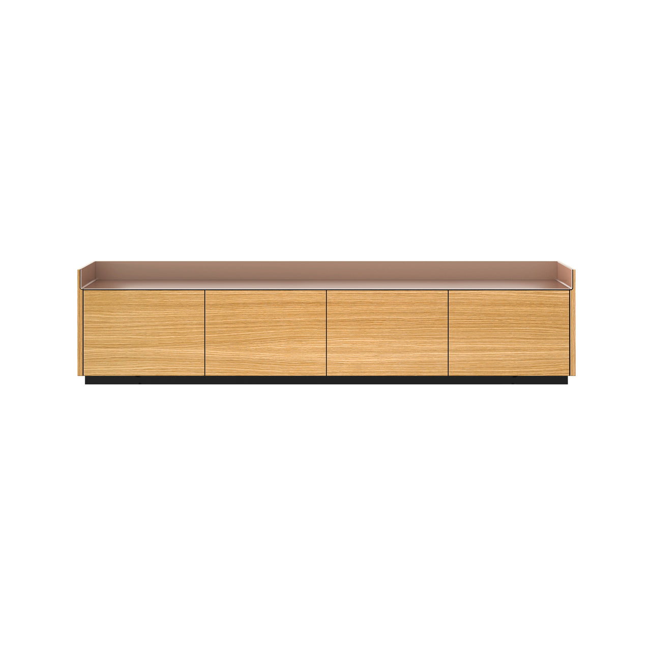 Stockholm STH401 Sideboard: Composition 1 + Super-Matt Oak + Anodized Aluminum Pale Rose + Black