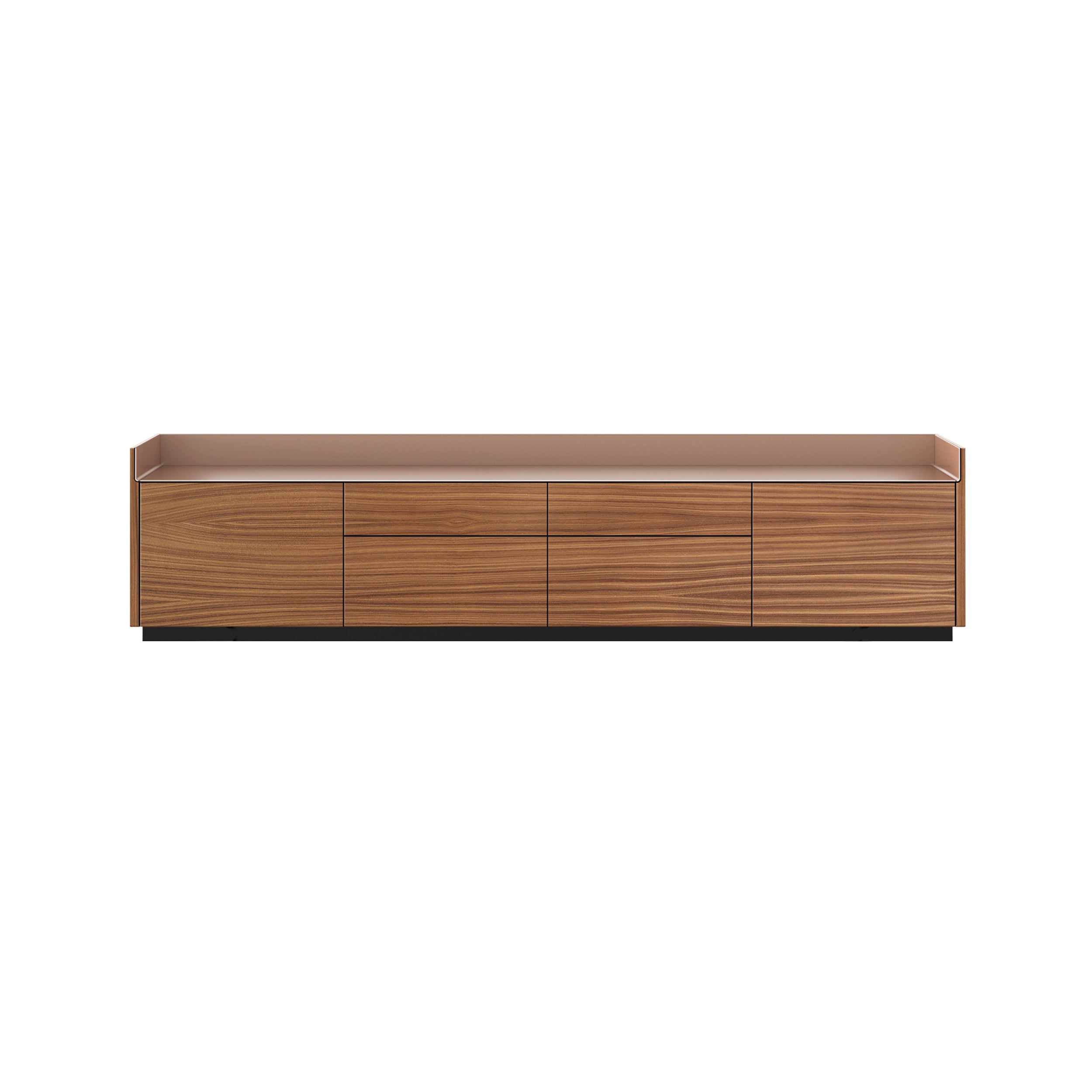 Stockholm STH402 Sideboard: Composition 1 + Super-Matt Walnut + Anodized Aluminum Pale Rose + Black