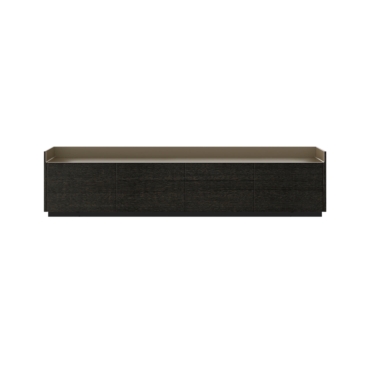 Stockholm STH402 Sideboard: Composition 1 + Dark Grey Stained Oak + Anodized Aluminum Bronze + Black