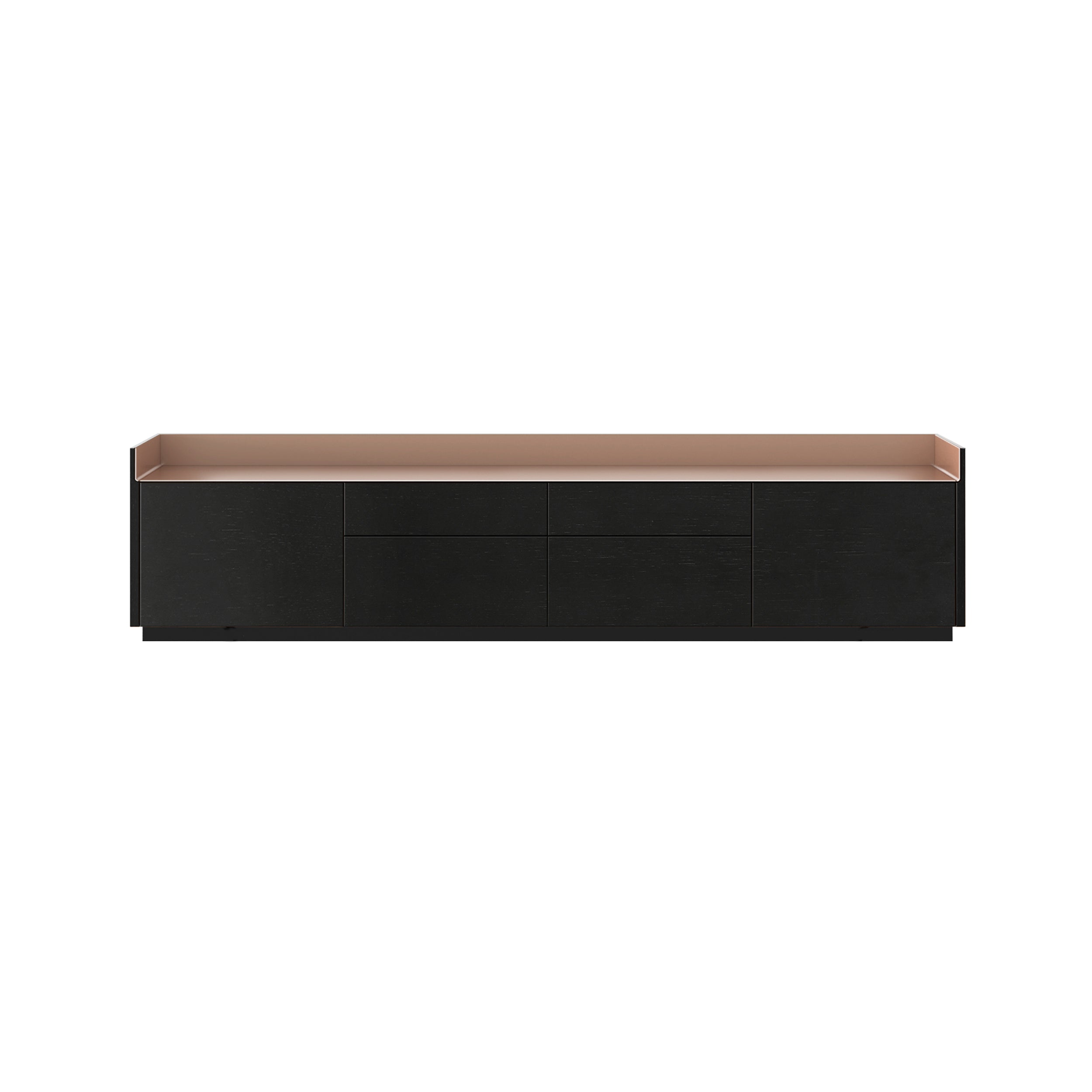 Stockholm STH402 Sideboard: Composition 1 + Ebony Stained Oak + Anodized Aluminum Pale Rose +Black