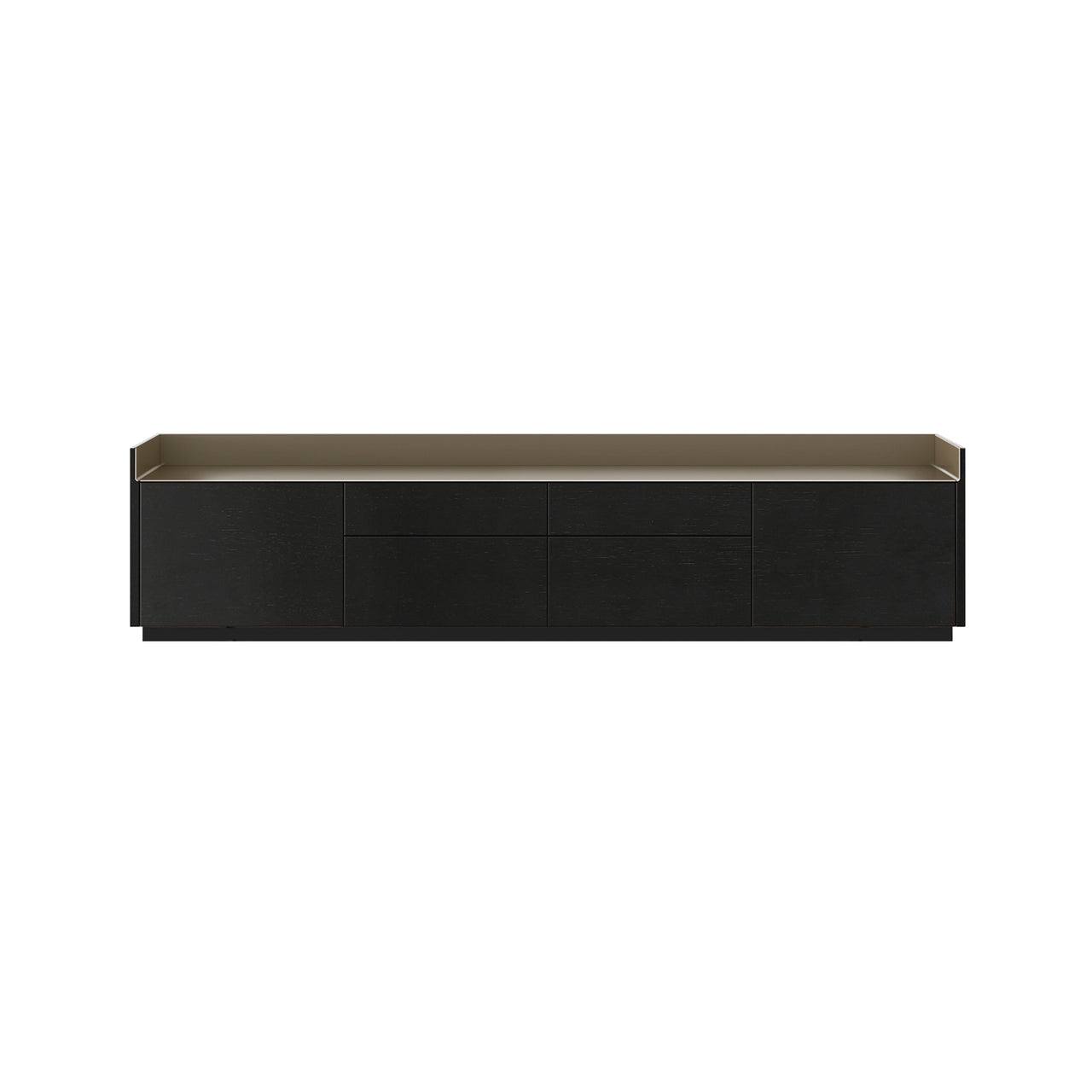 Stockholm STH402 Sideboard: Composition 1 + Ebony Stained Oak + Anodized Aluminum Bronze + Black